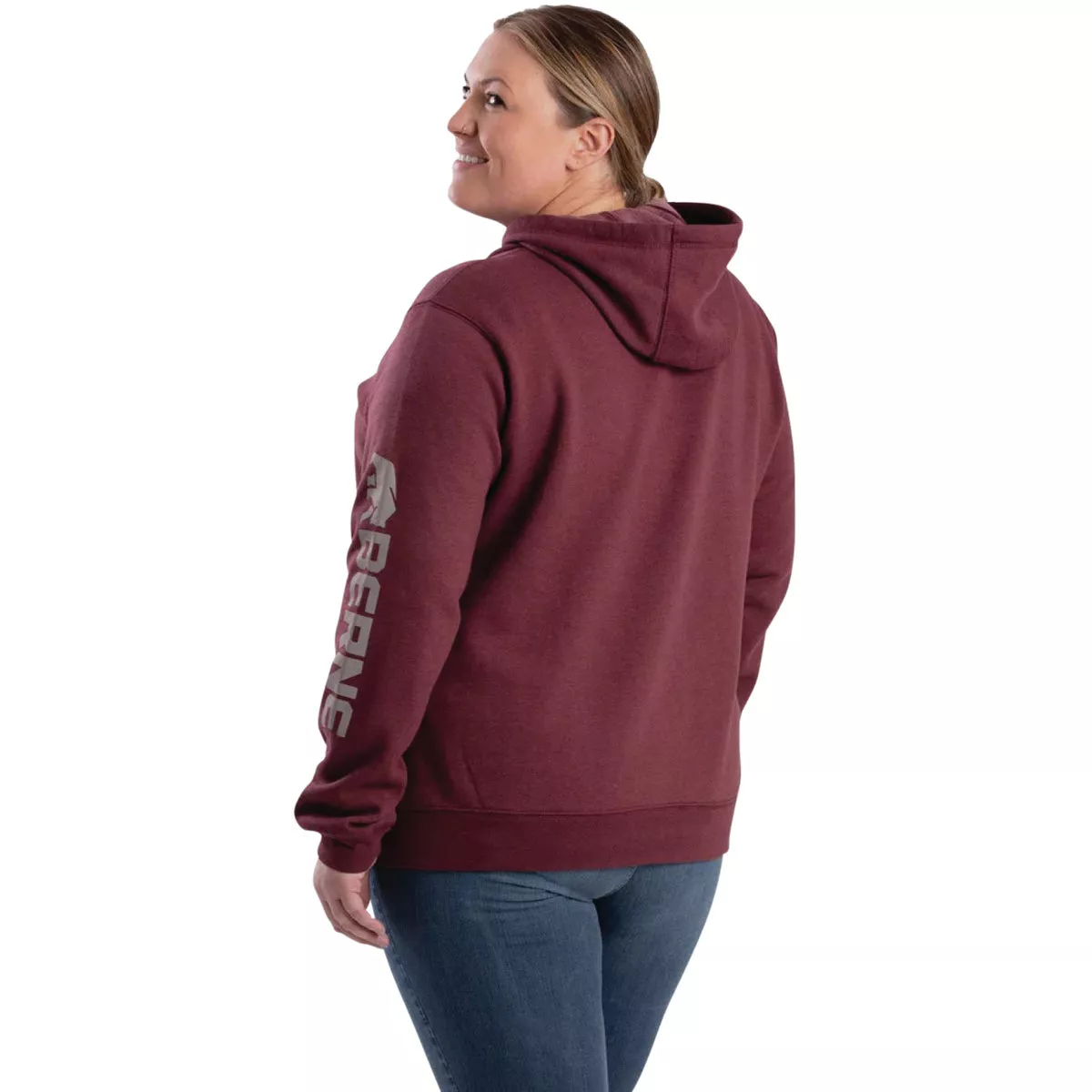 Berne XL Cabernet Women's Signature Sleeve Pullover Hooded Sweatshirt