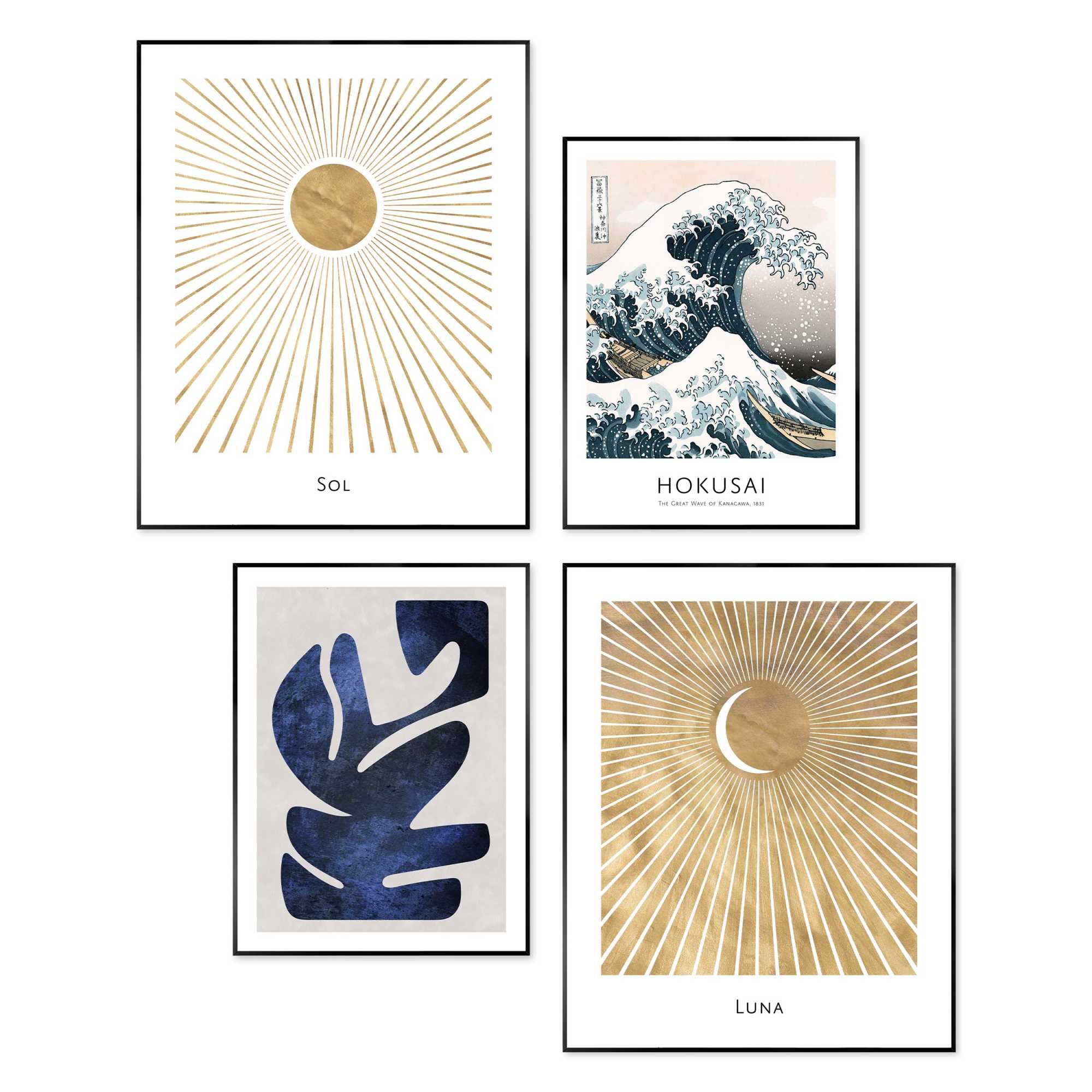 Reinders - Hokusai de grote golf set - Wanddecoratieset in verschillen