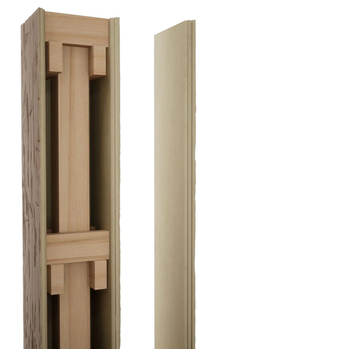 Ekena Millwork 6"W x 5'H Sand Blasted Endurathane Faux Wood Non-Tapered Square Column Wrap with Faux Iron Capital & Base - Image 65
