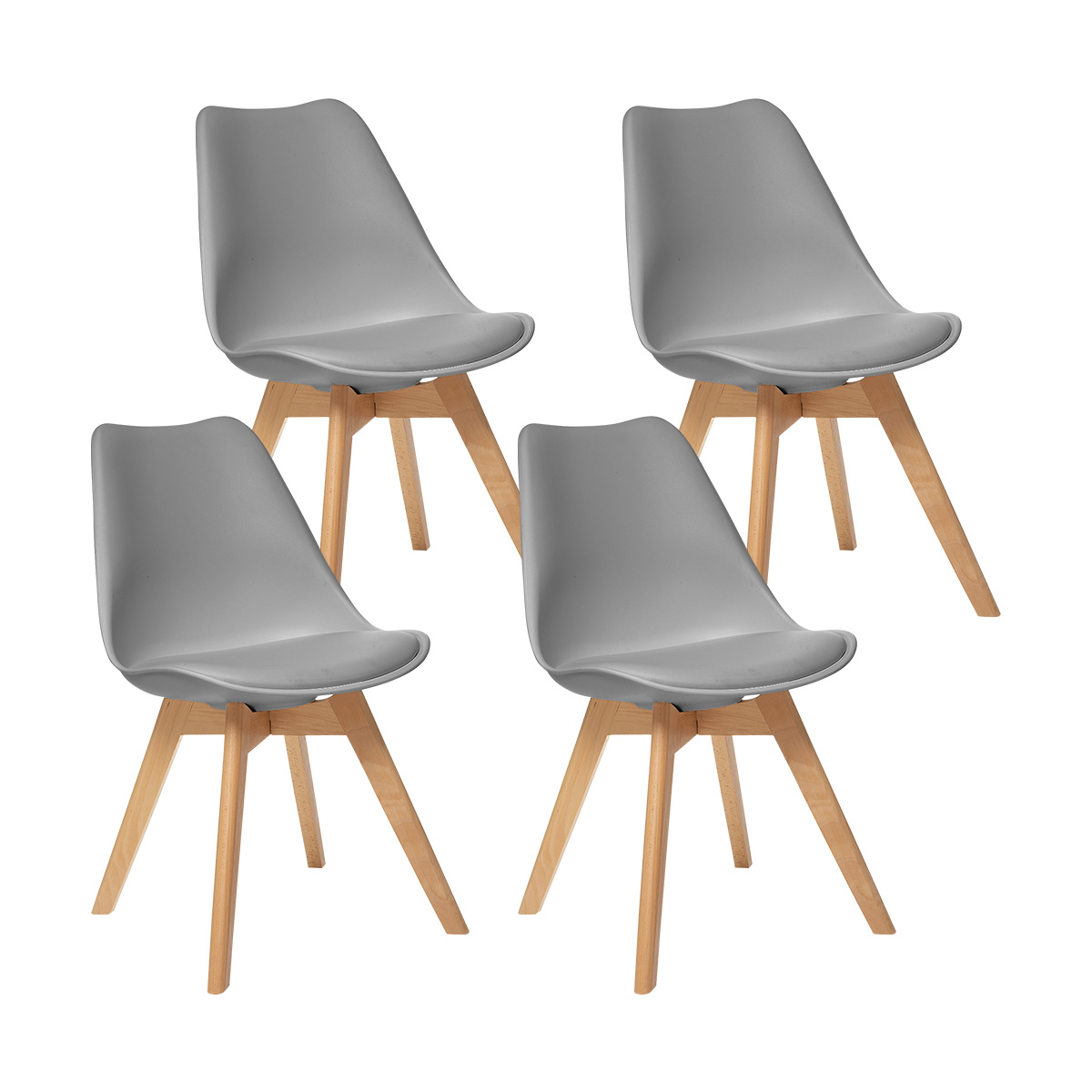 Set of 4 chairs "Baya" Beech, grey