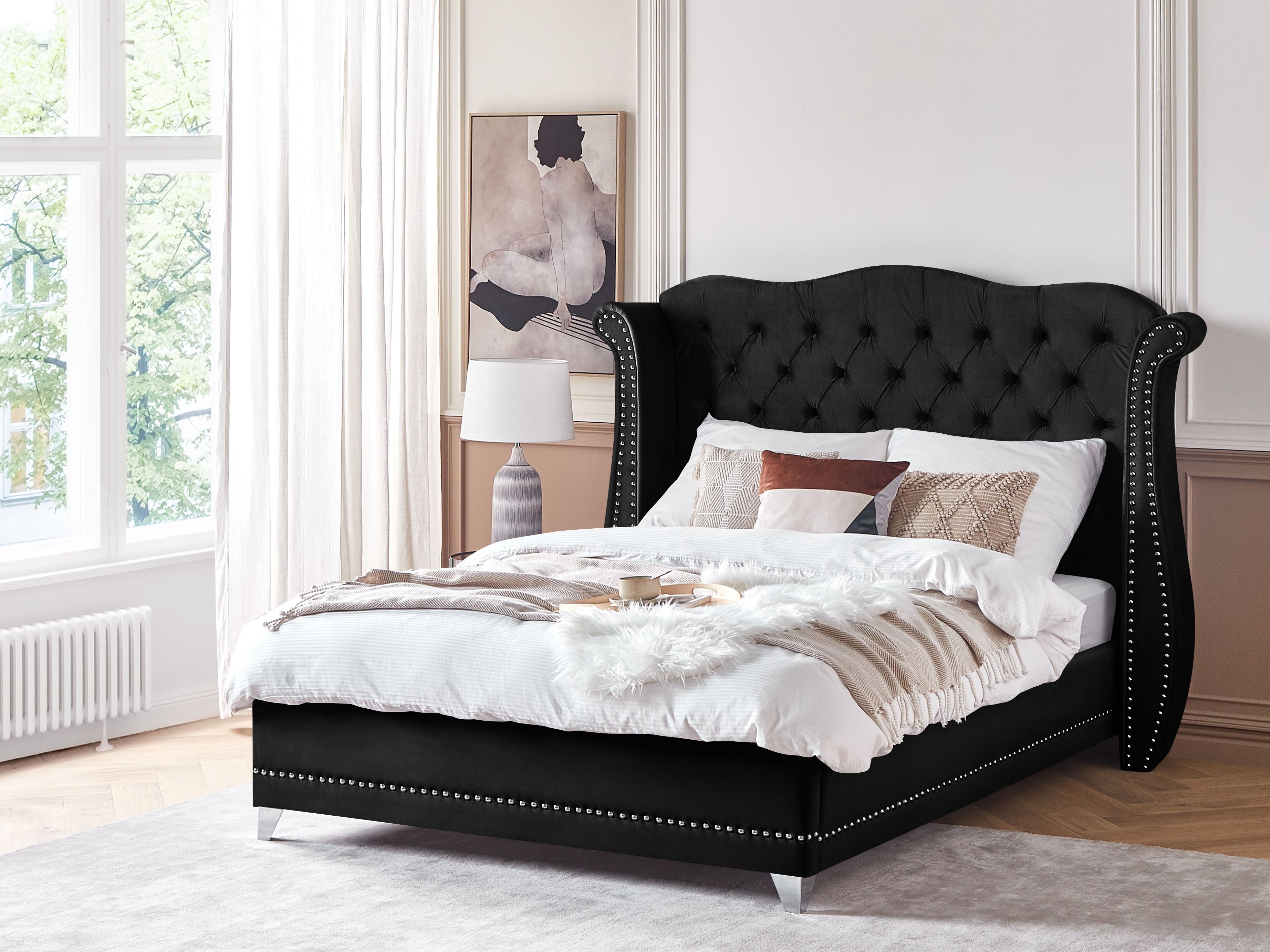 Bed Velvet AYETTE 160 x 200 cm (EU King Size) Black
