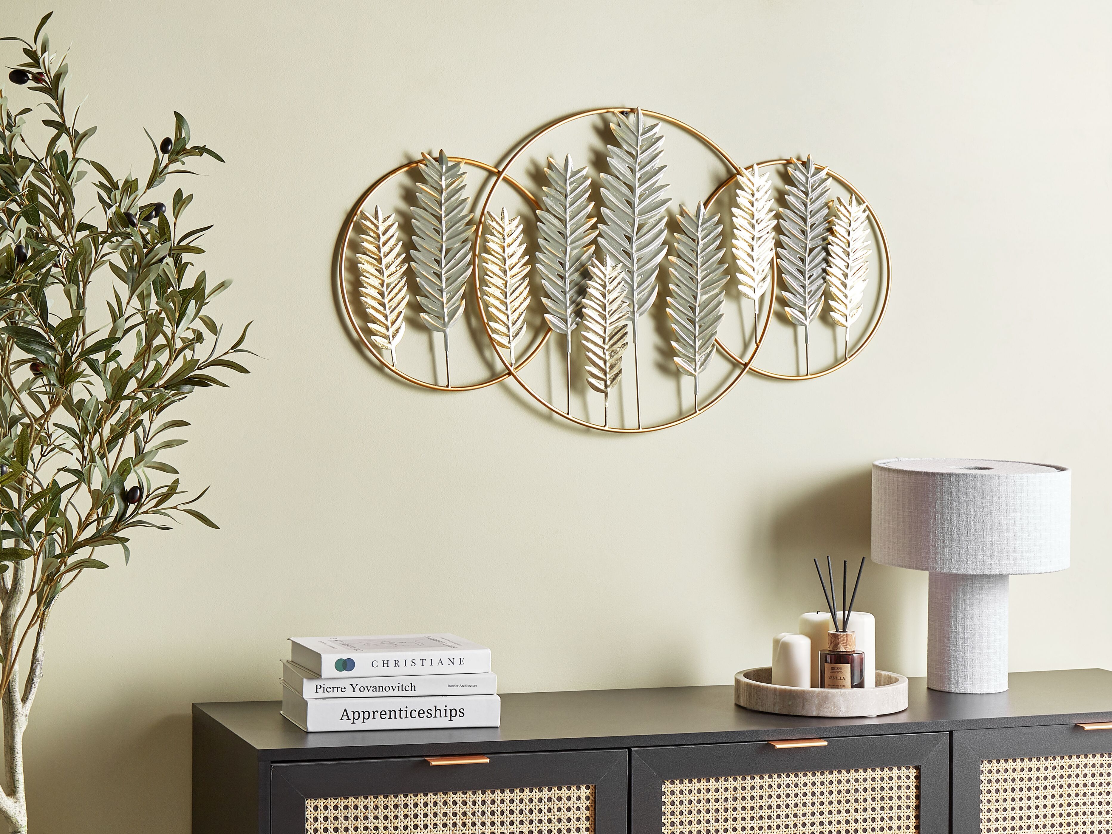 Wall Decor Leaf COPERNICIUM Metal 50 cm Gold