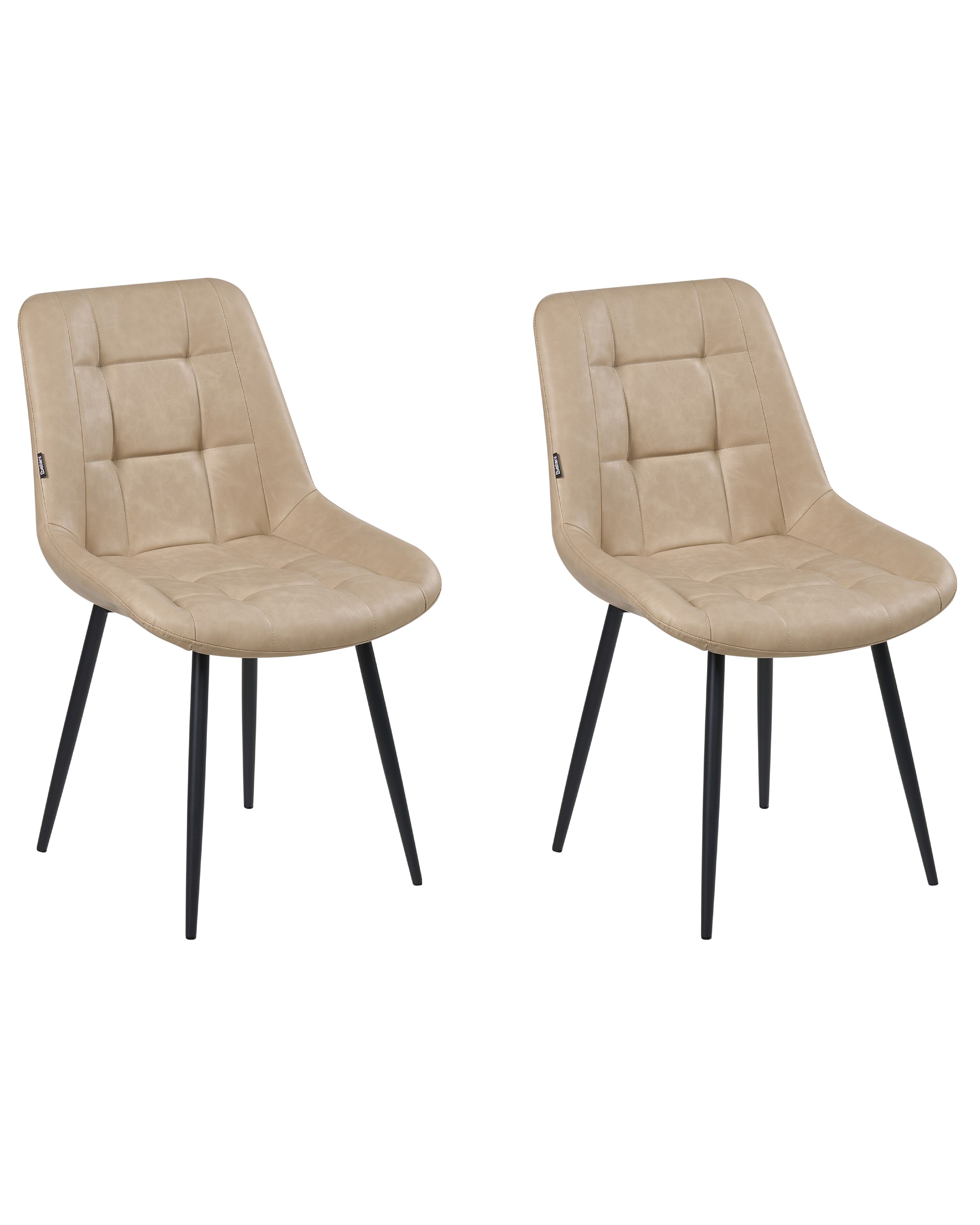 Set of 2 Dining Chairs MELROSE Faux Leather Beige