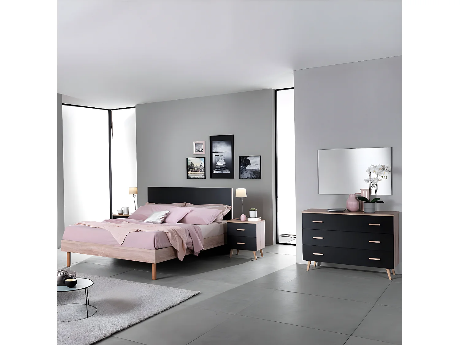 MAELYS - Miroir Rectangulaire 60x90cm Noir