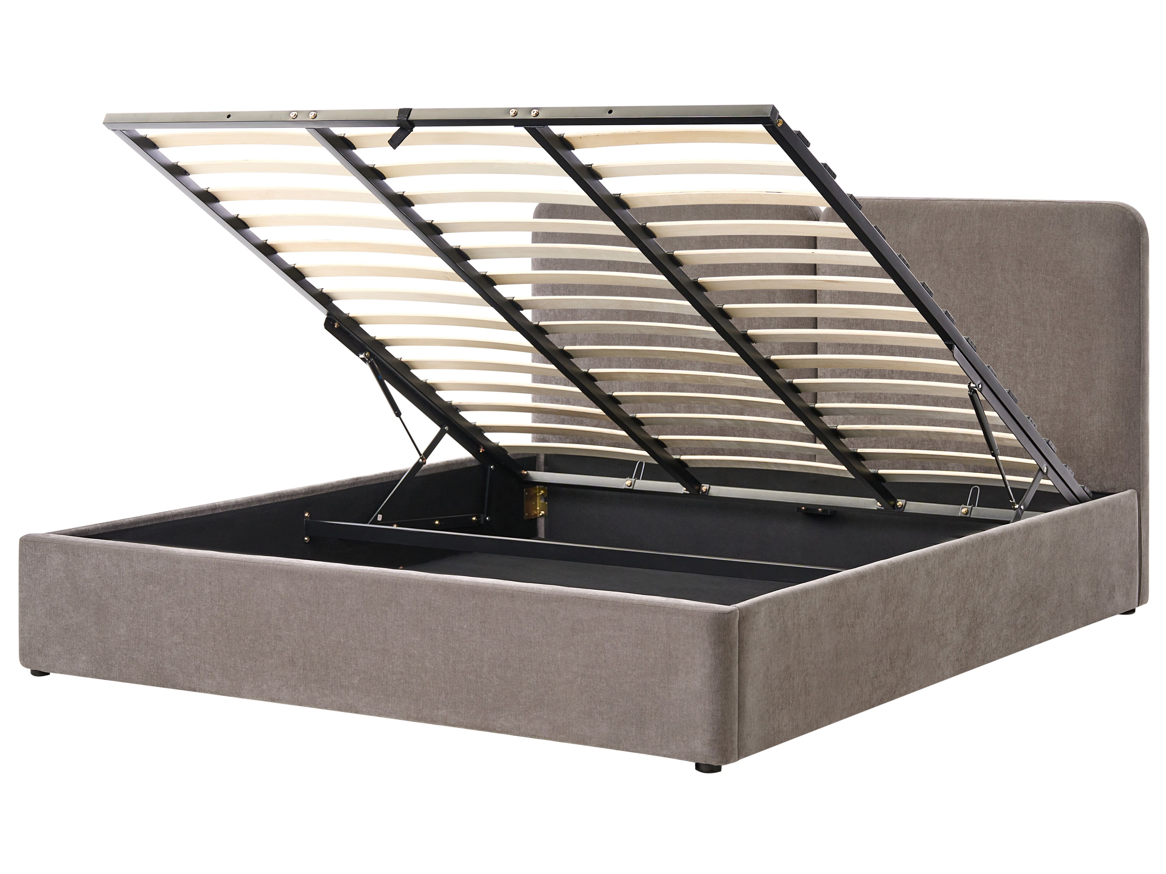Ottoman Bed Chenille ARBOIS 180 x 200 cm (EU Super King) Taupe