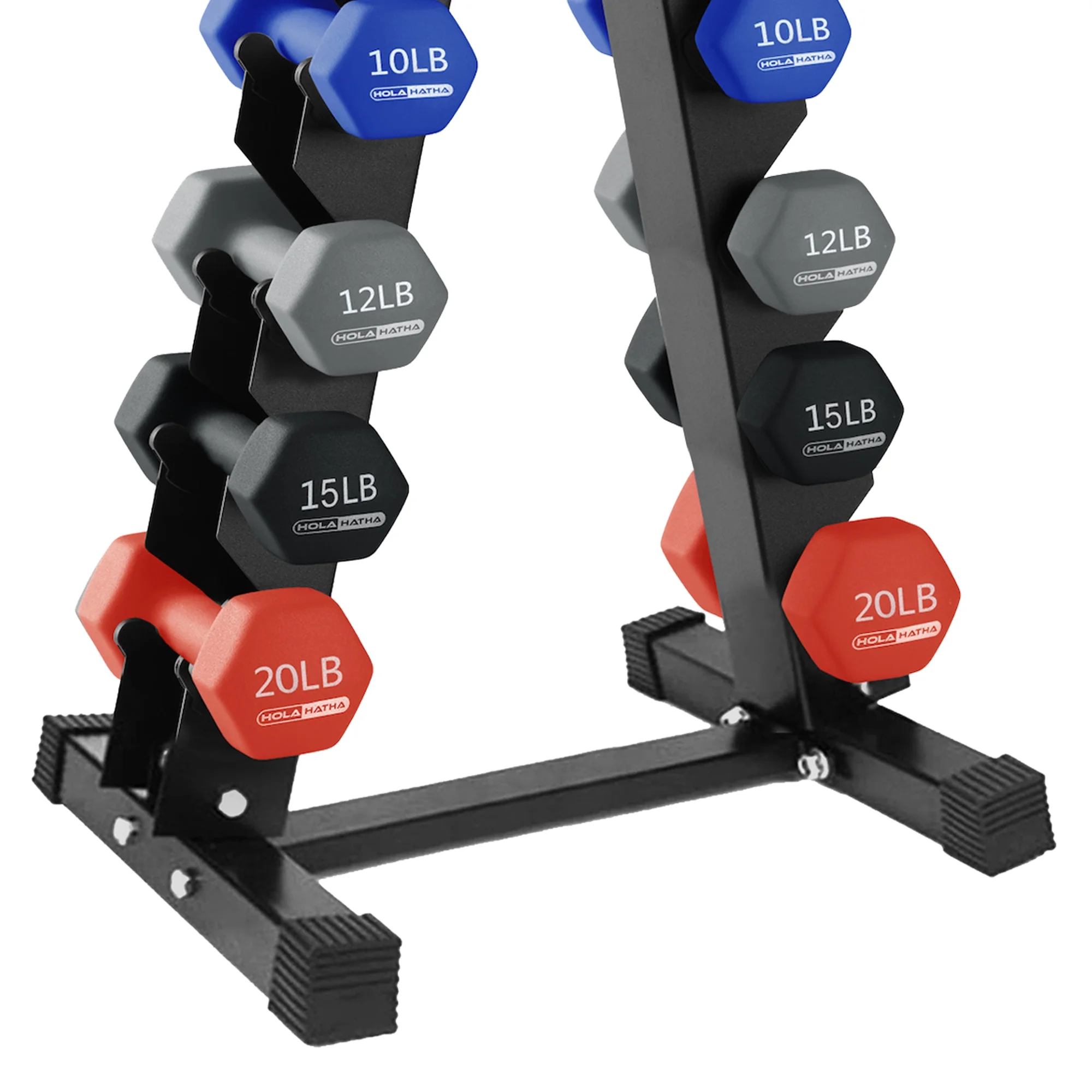 HolaHatha Neoprene Dumbbell Weight Set with Rack (Black), 112.5 lb - Image 27