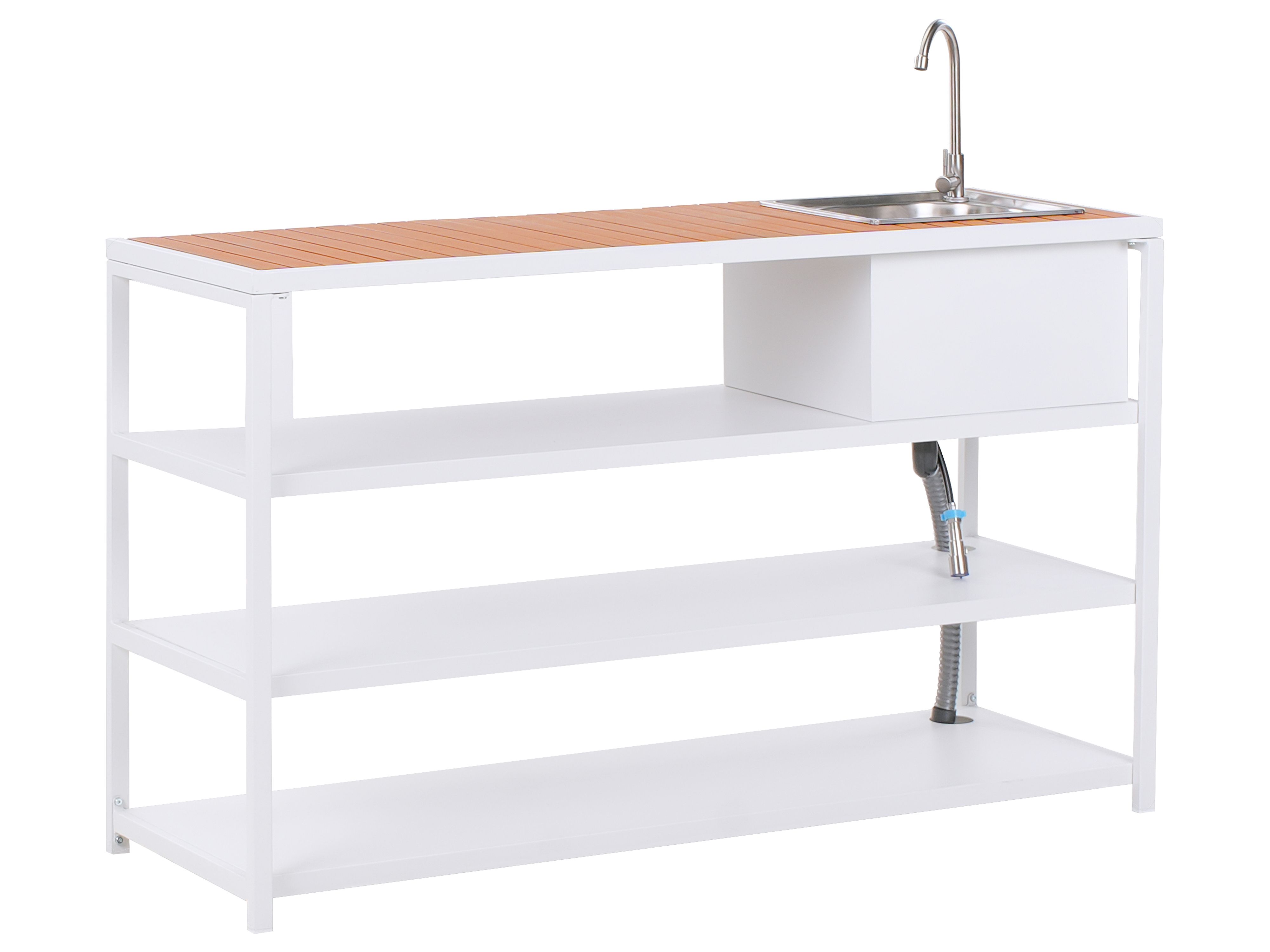 Outdoor Kitchen Island with Sink AVETRANA Metal Brown/ White