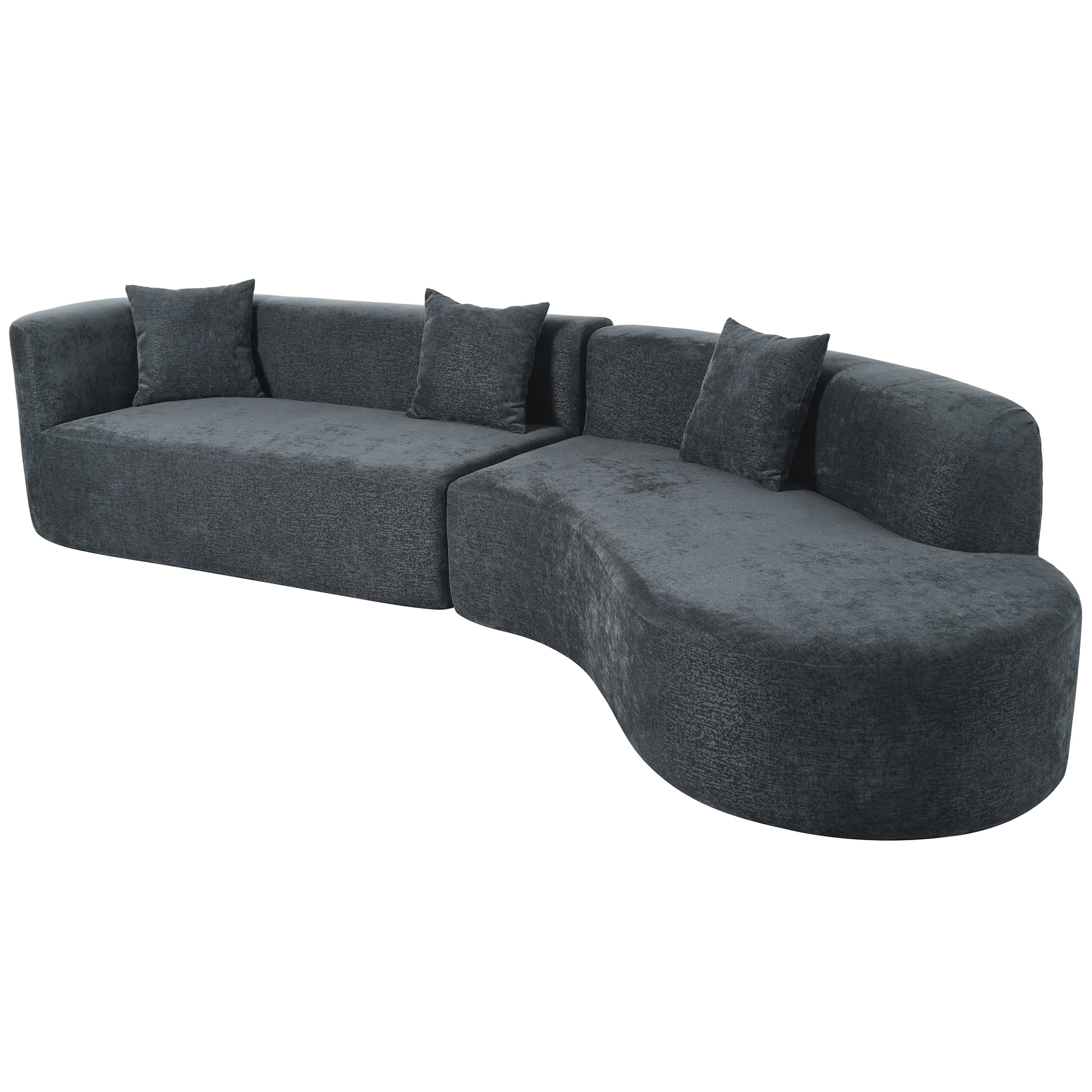 Harper & Bright Designs Modern Curved Floor Sofa Set, Modular Sectional Sponge Couch for Living Room, 2 PC Free Combination No Assembly Foam-Filled Sofa, Beige - Image 81