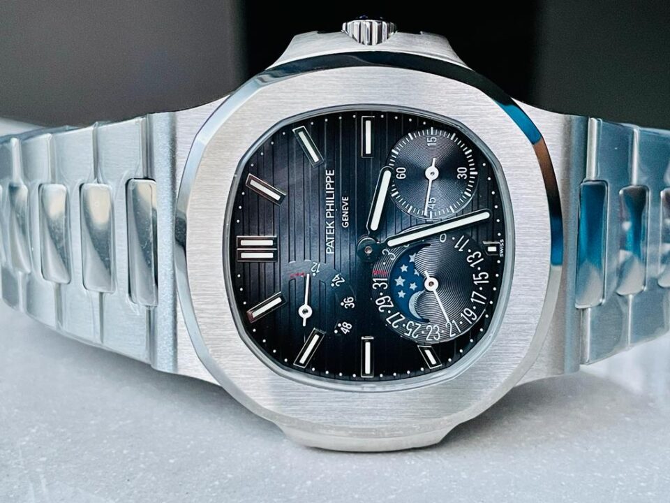 Replica PATEK PHILIPPE Nautilus 5712 SS PPF 1:1 Best Edition Blue Dial on SS Bracelet A240 V2 - Elite Watch Atelier
