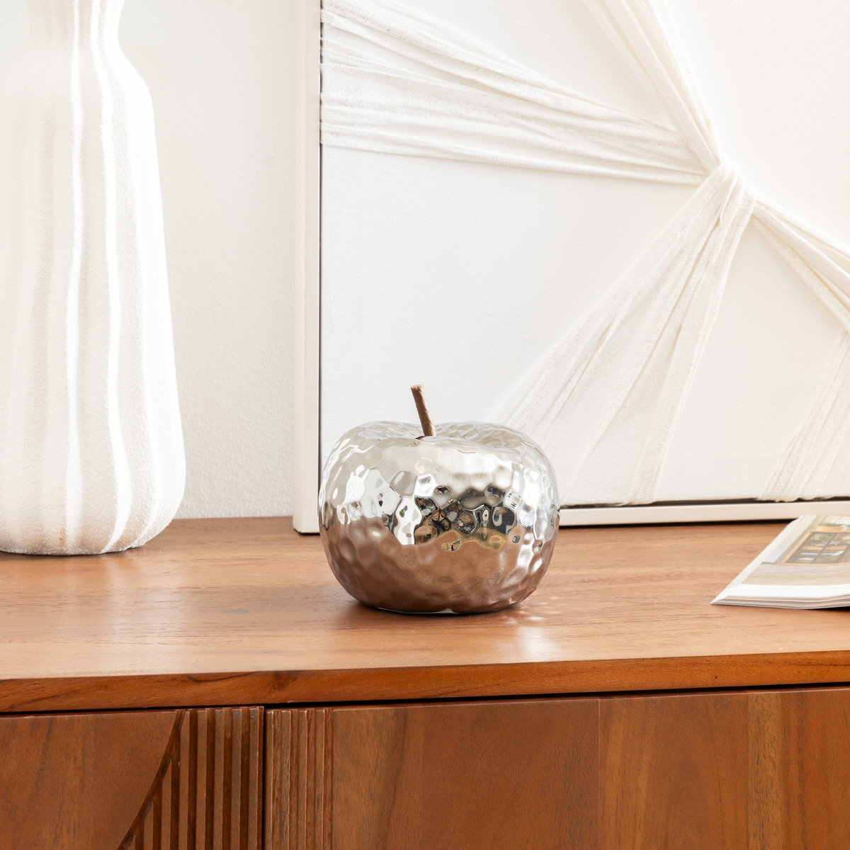 Apple decoration "Pamela" Ceramic, Silver, H.14 cm