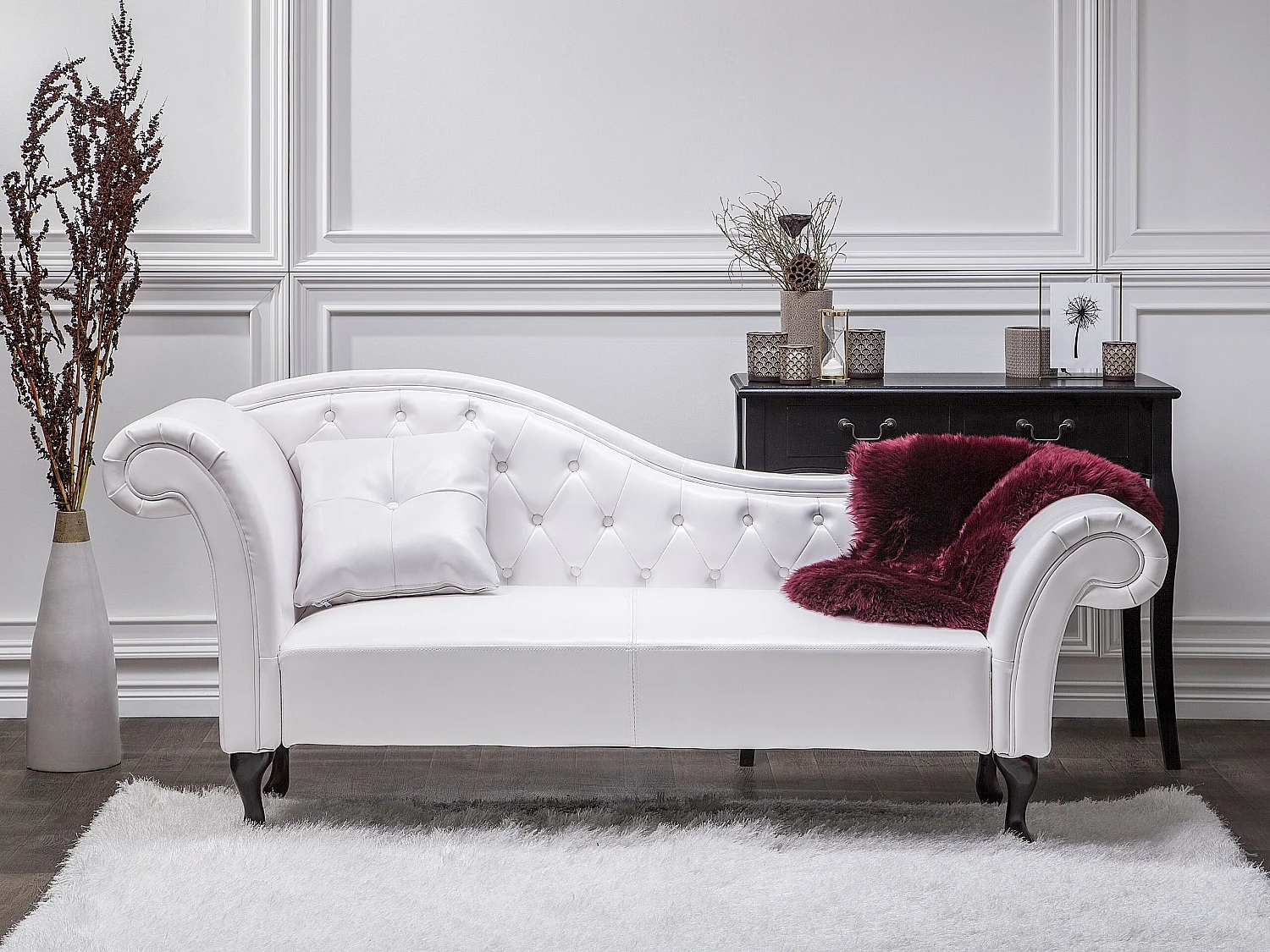 Chaise longue côté gauche LATTES Cuir PU Blanc