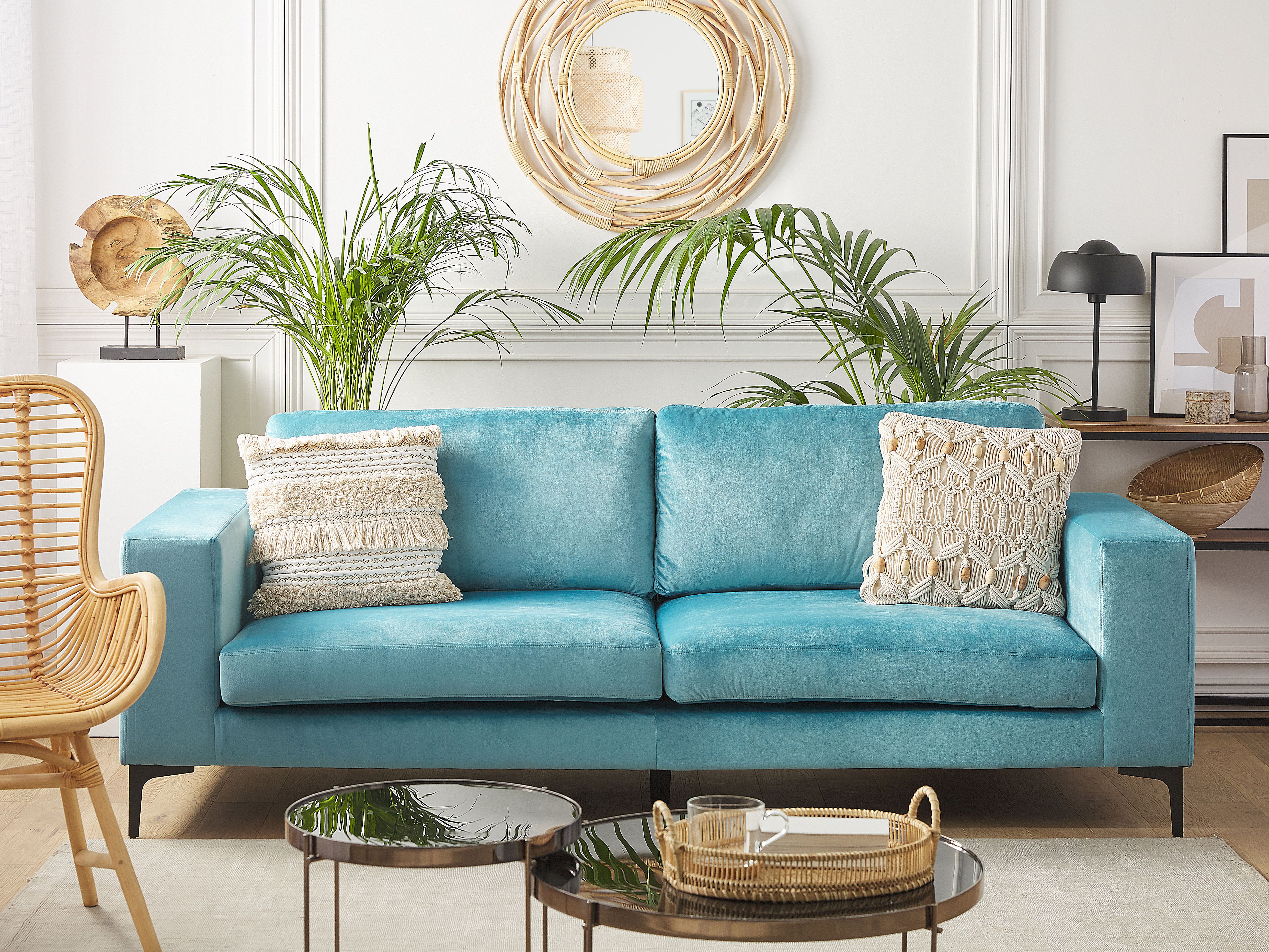 Sofa 3 Seater VADSTENA Velvet Light Blue