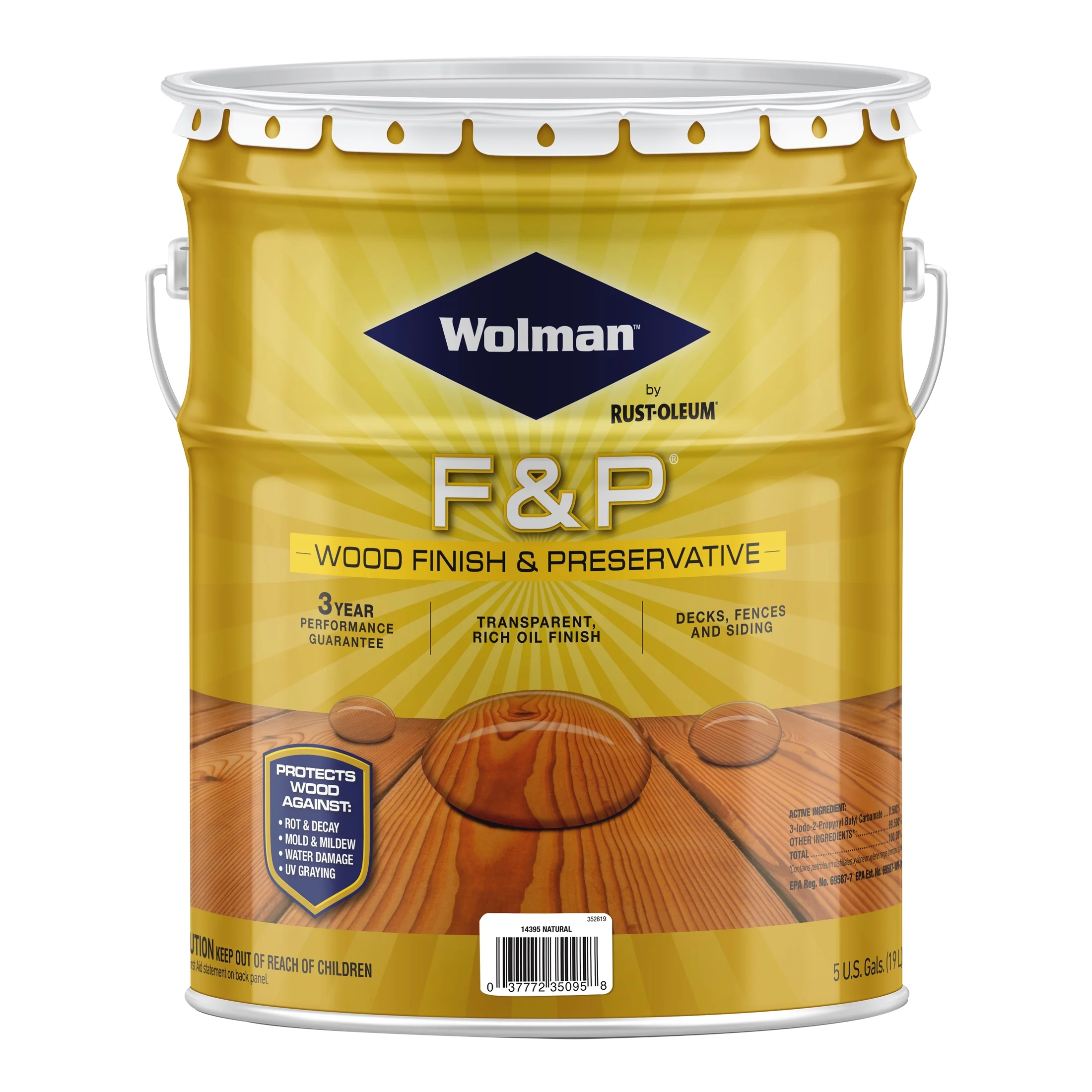 Natural, Wolman F&P Exterior Wood Finish and Preservative Stain- 5 Gallon