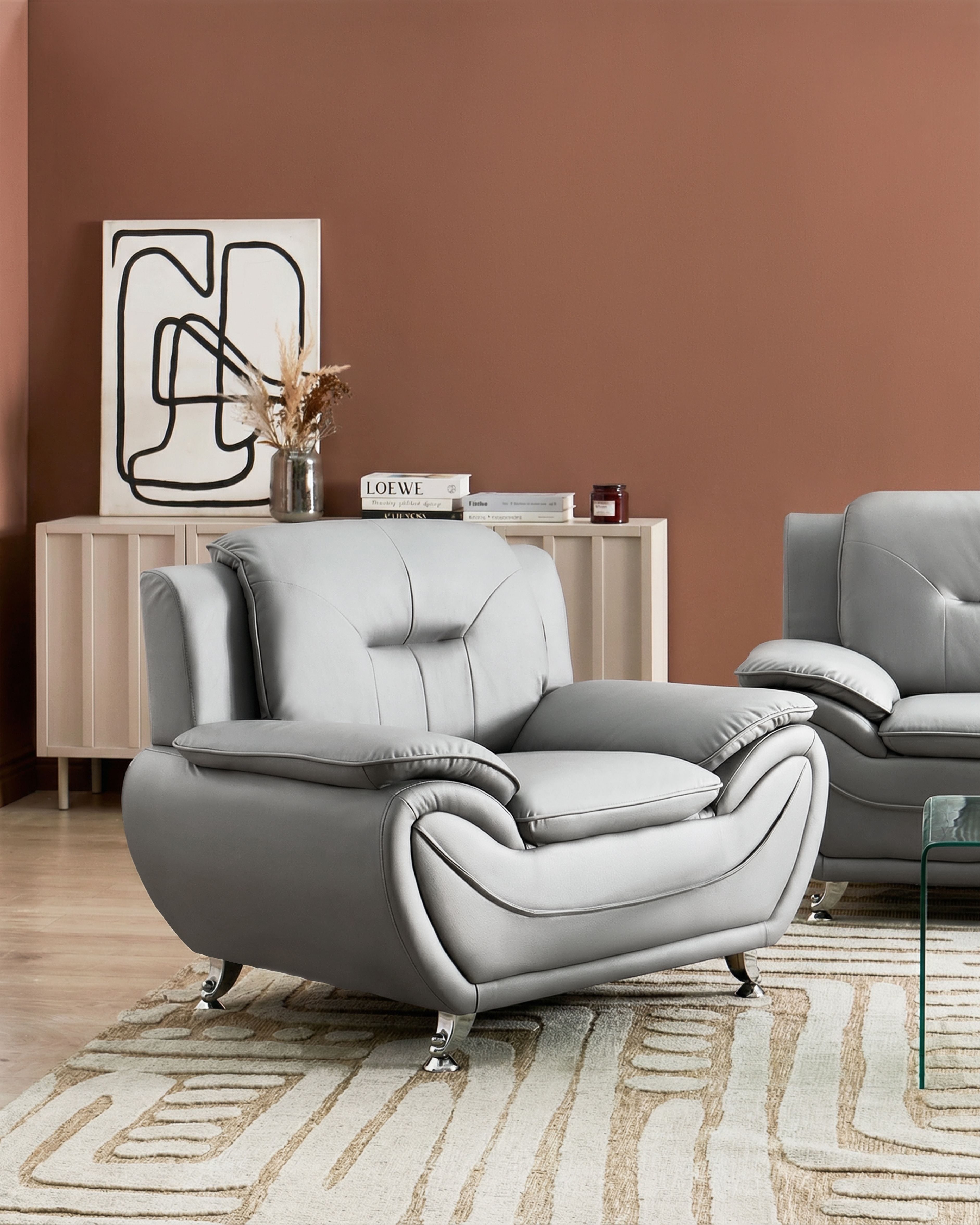 Armchair LEIRA Faux Leather Grey