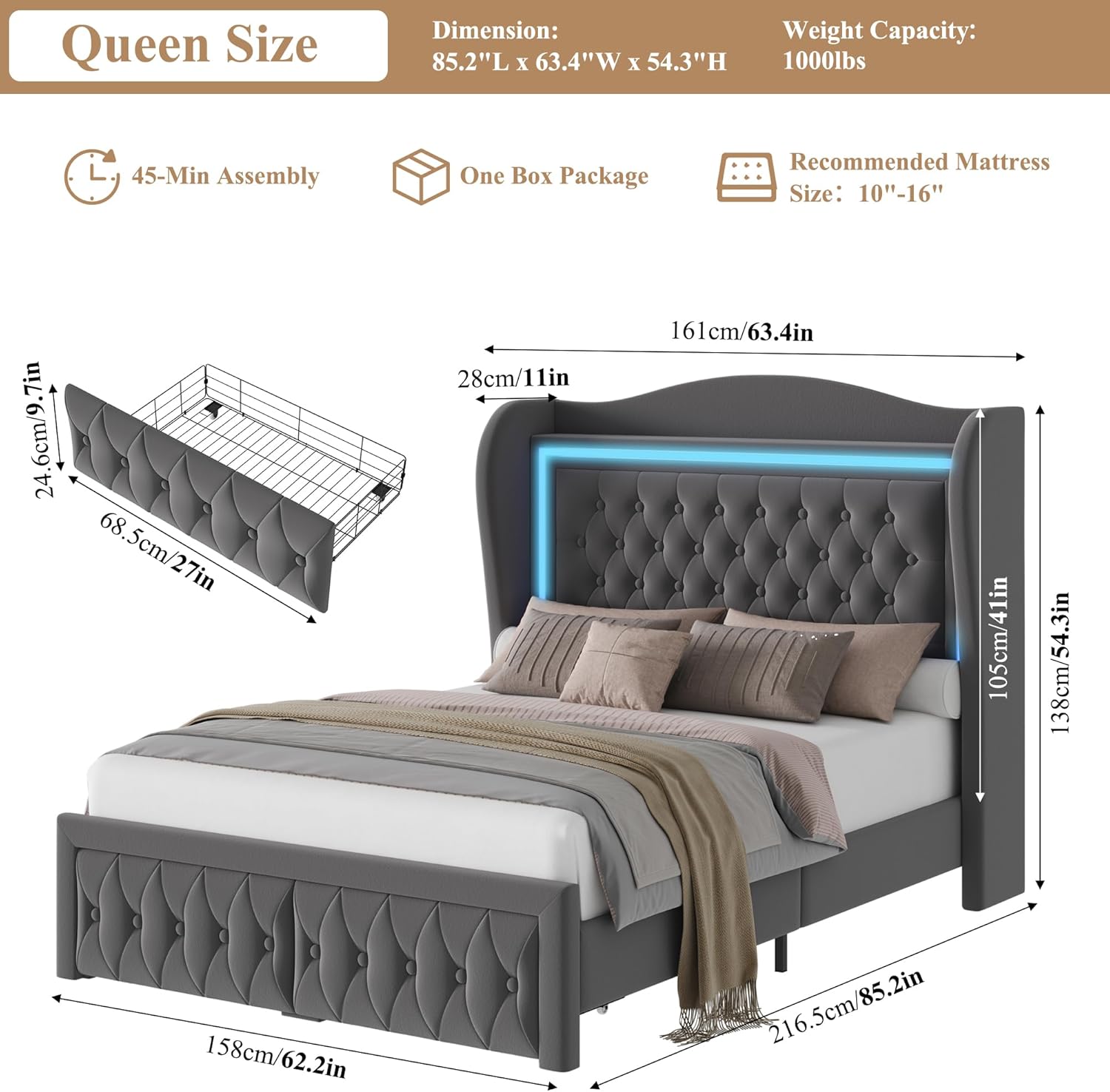 Queen Bed Frame 55