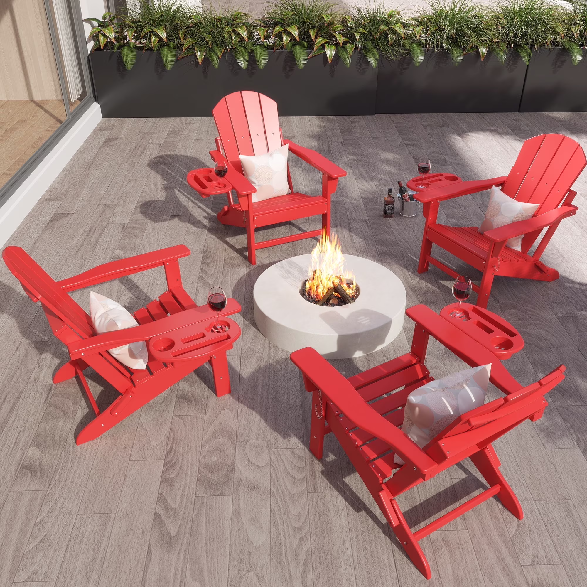 FOOWIN HDPE Plastic Adirondack Chairs Set of 4, Black - Image 18