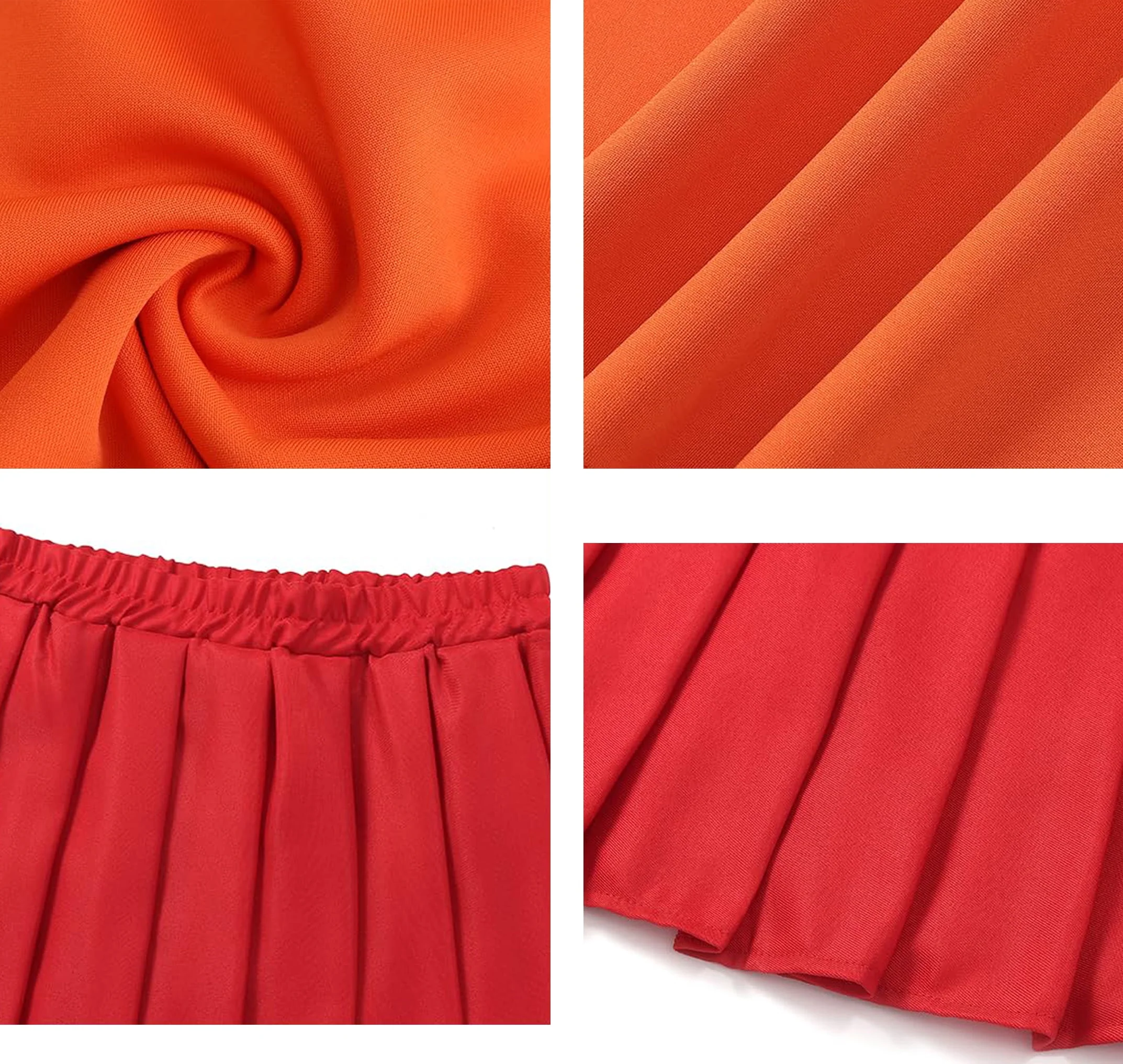 Couples Halloween Costumes for Women Velma Cosplay Outfit Orange Velma Costume with Mini Skater Skirt - Image 5 Couples Halloween Costumes for Women Velma Cosplay Outfit Orange Velma Costume with Mini Skater Skirt - Image 5
