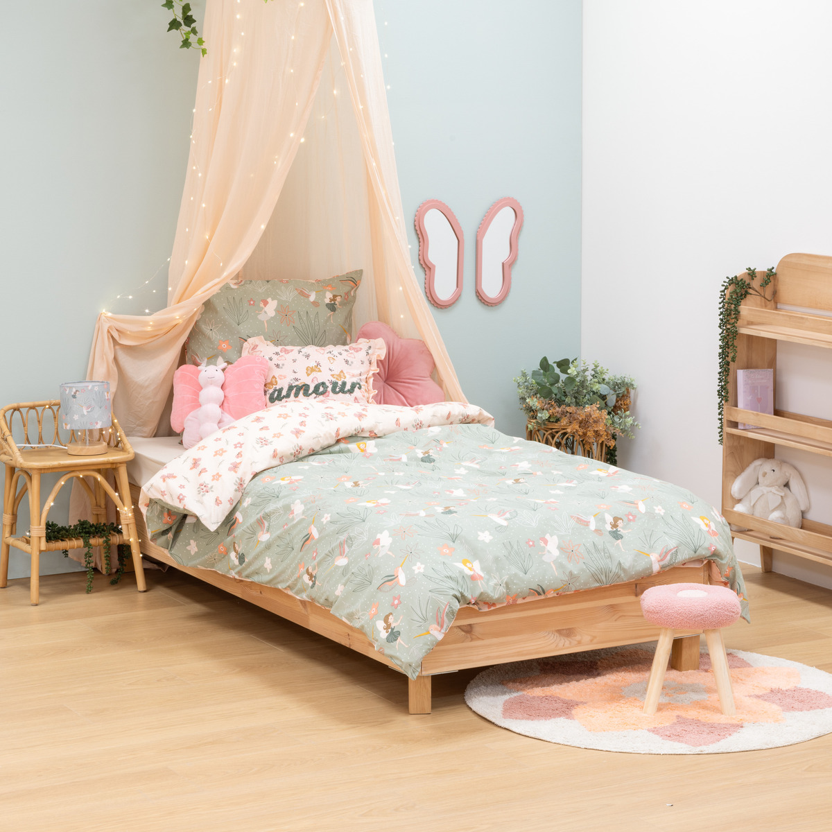 2-piece children's fairy bedding set "April" Cotton, Violet, 140x200 cm