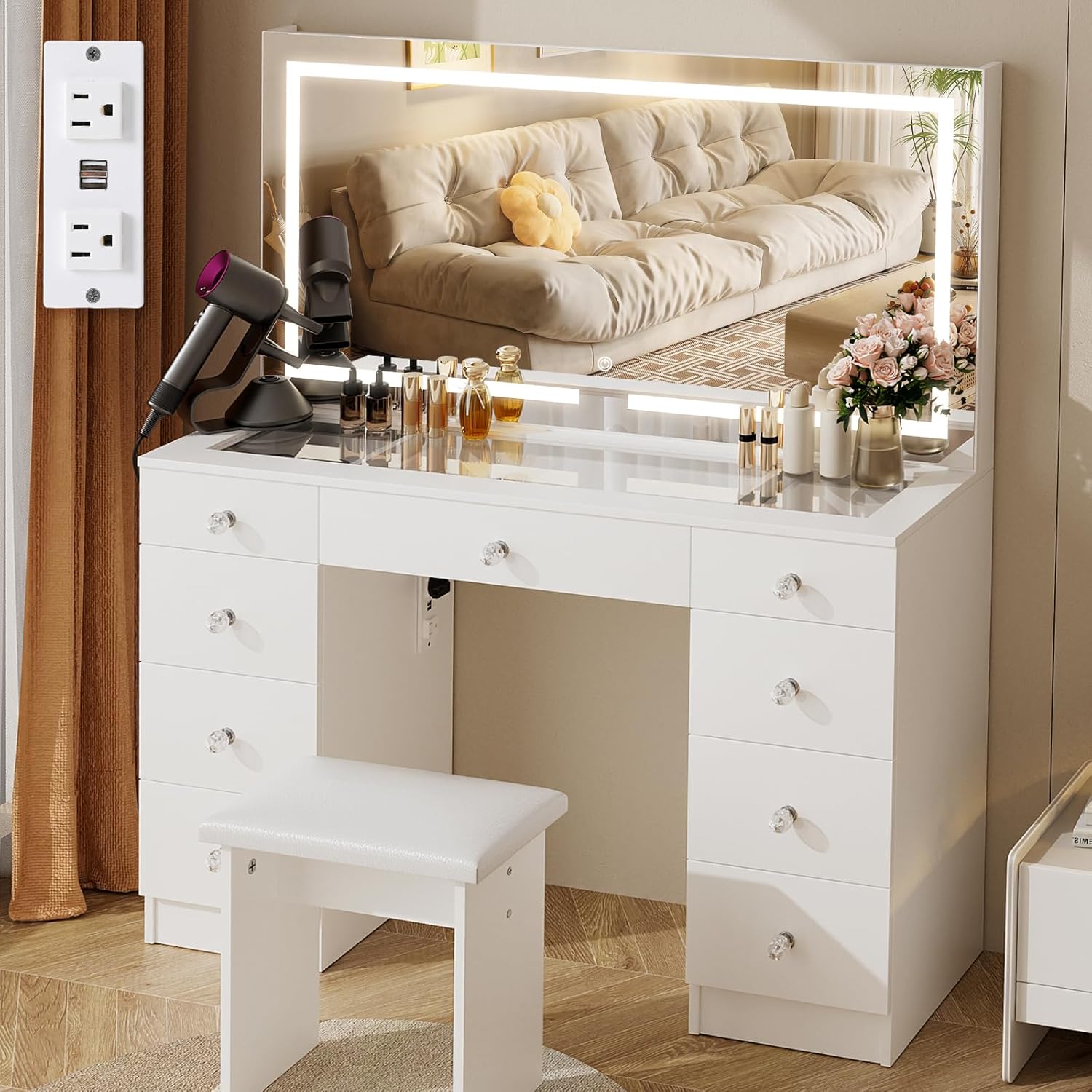 VOWNER Vanity with Lighted Mirror - 47
