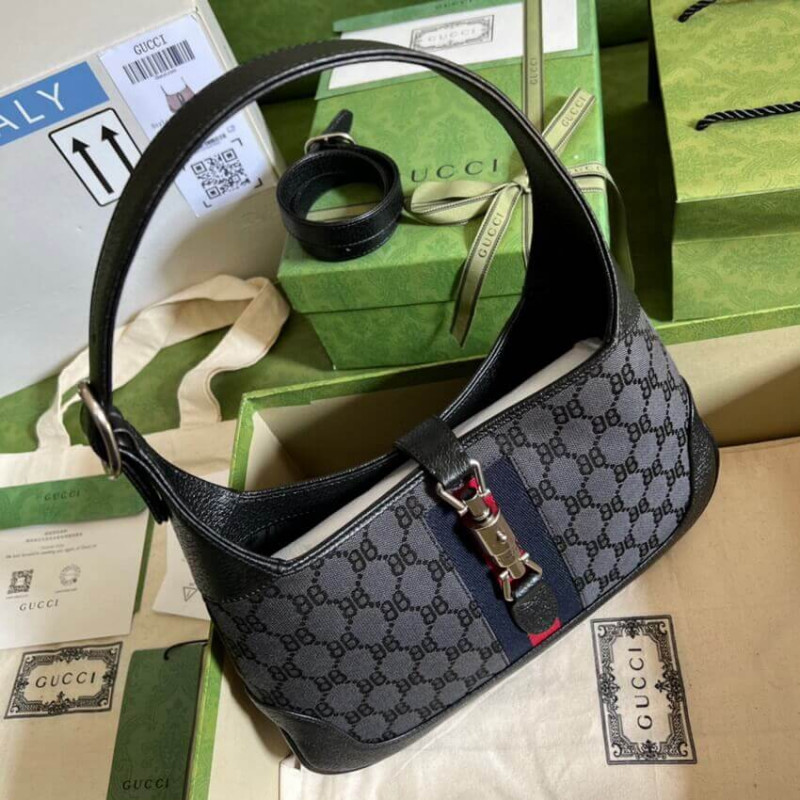 Replica Gucci X Balenciaga Jackie 1961 Small Hobo Bag 680118 Black1:1High-quality replica