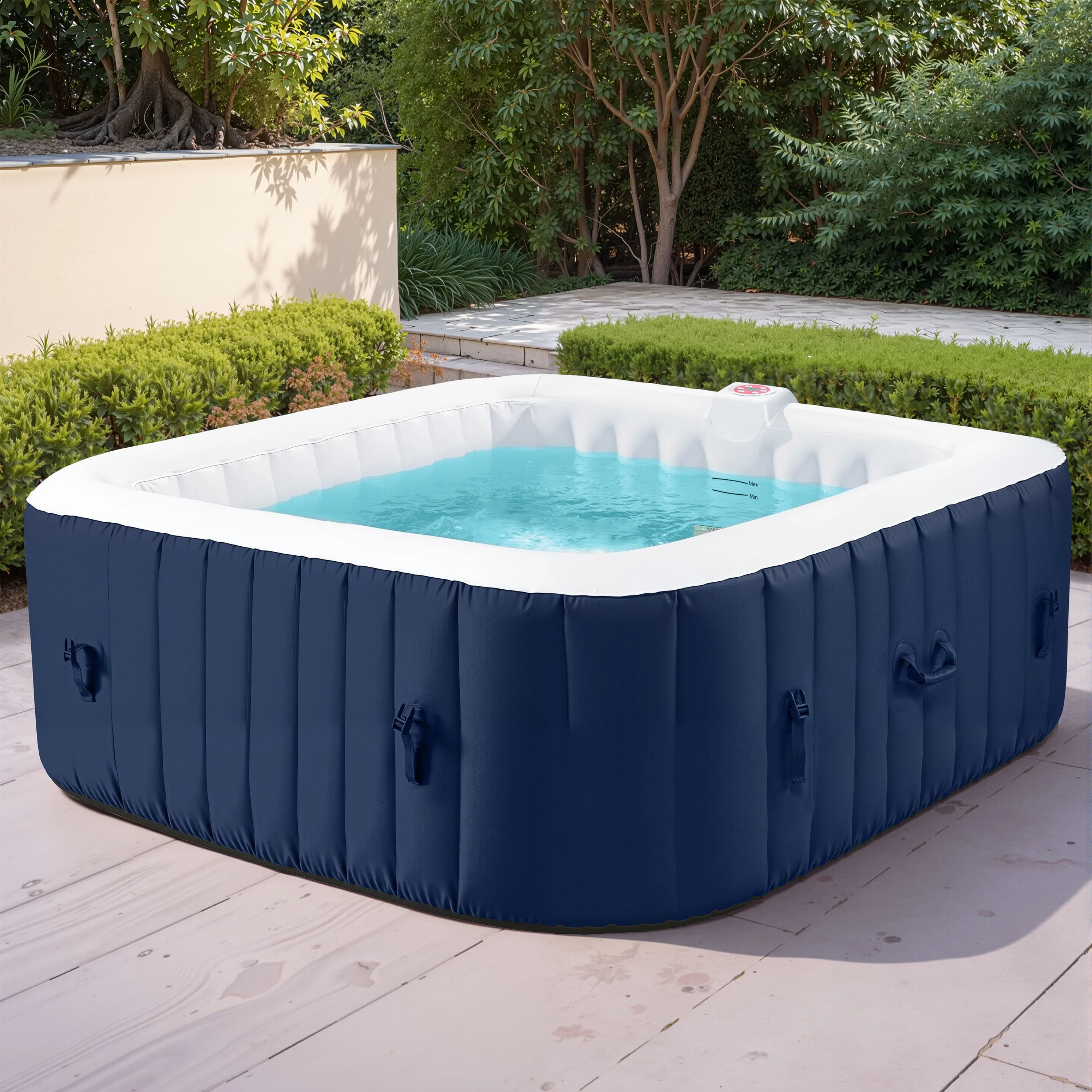 73 inch 4-6 Person Inflatable Hot Tub Spa with Control Panel, Outdoor Portable Hottub with 130 Jets, Insulated Tub Cover and Floor Protector, Temperature up to 104��F, Gray - Image 11
