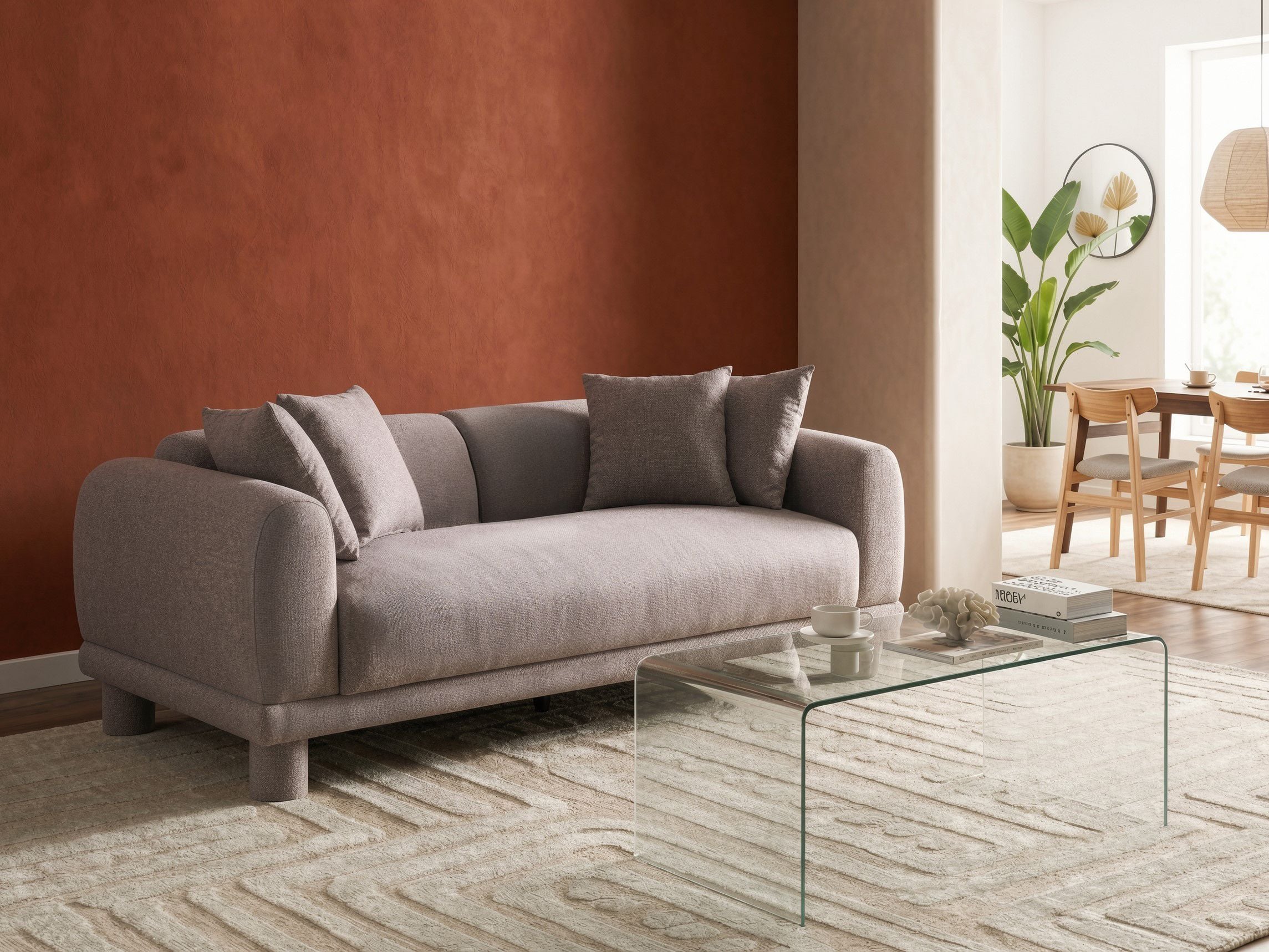 Sofa 3 Seater PORI Fabric Taupe