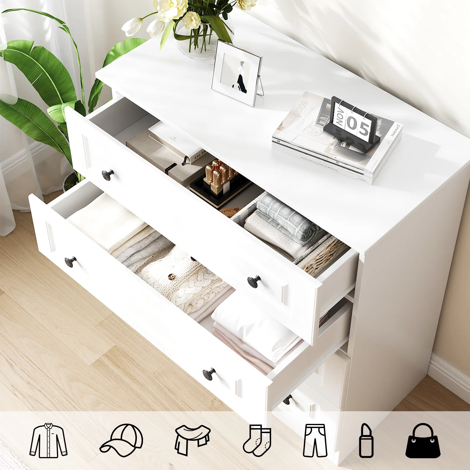 IDEALSOUL Dresser, Black Dresser Tall dresser with Large Storage Space, 4 Drawer Dresser for Bedroom, Hallway, Entryway - Image 16