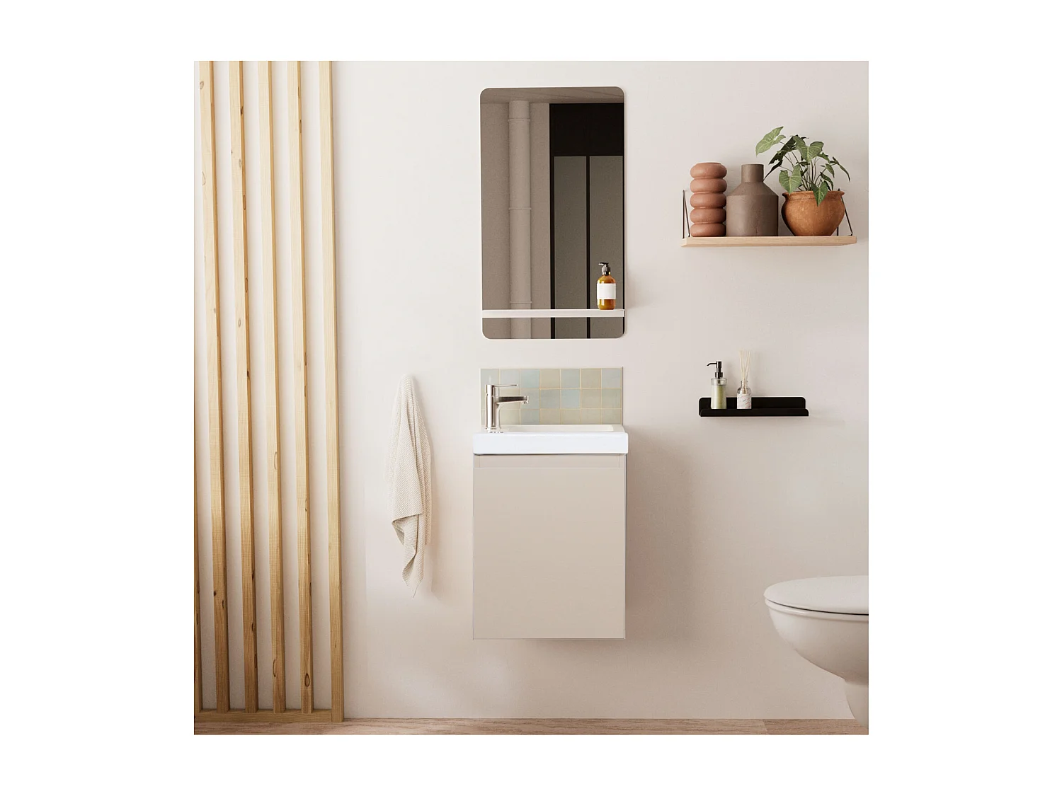 Meuble lave-mains LISA + miroir tablette