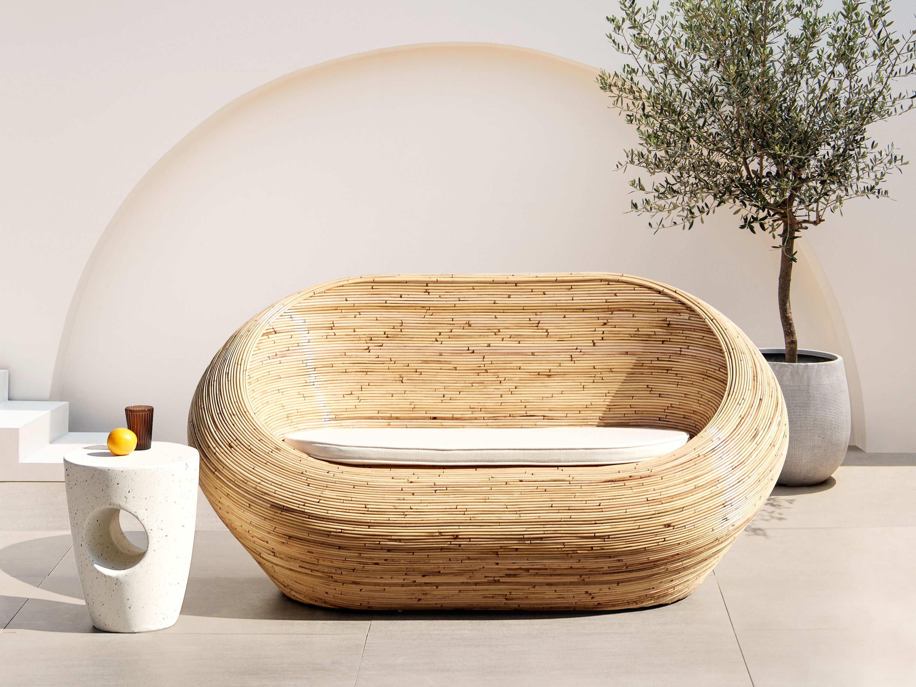 Garden Sofa 2 Seater MAIORI Rattan Natural