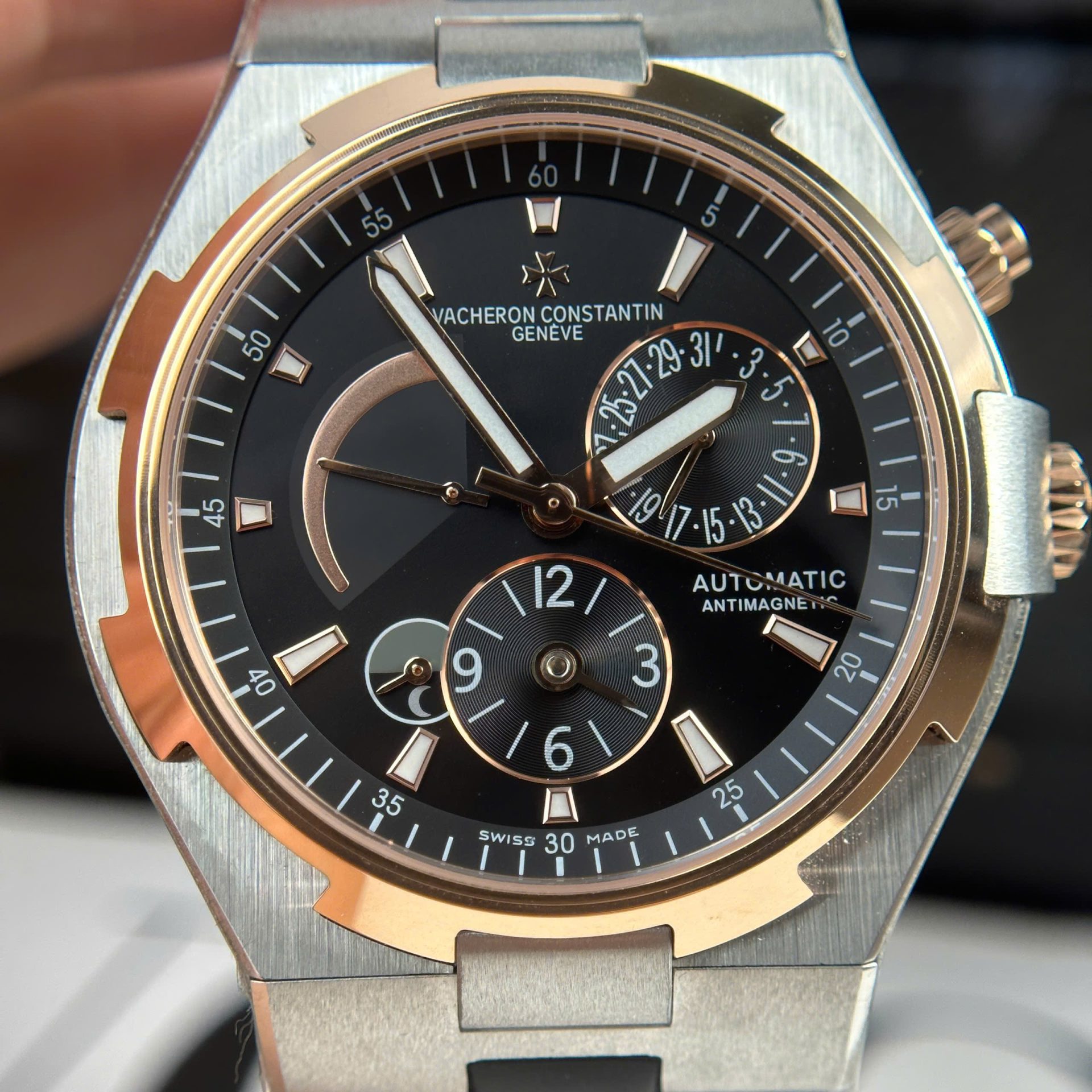 Vacheron Constantin Copies Watch Overseas Dual Time 47450 Demi Rose Gold 9F Factory 42mm - Top club
