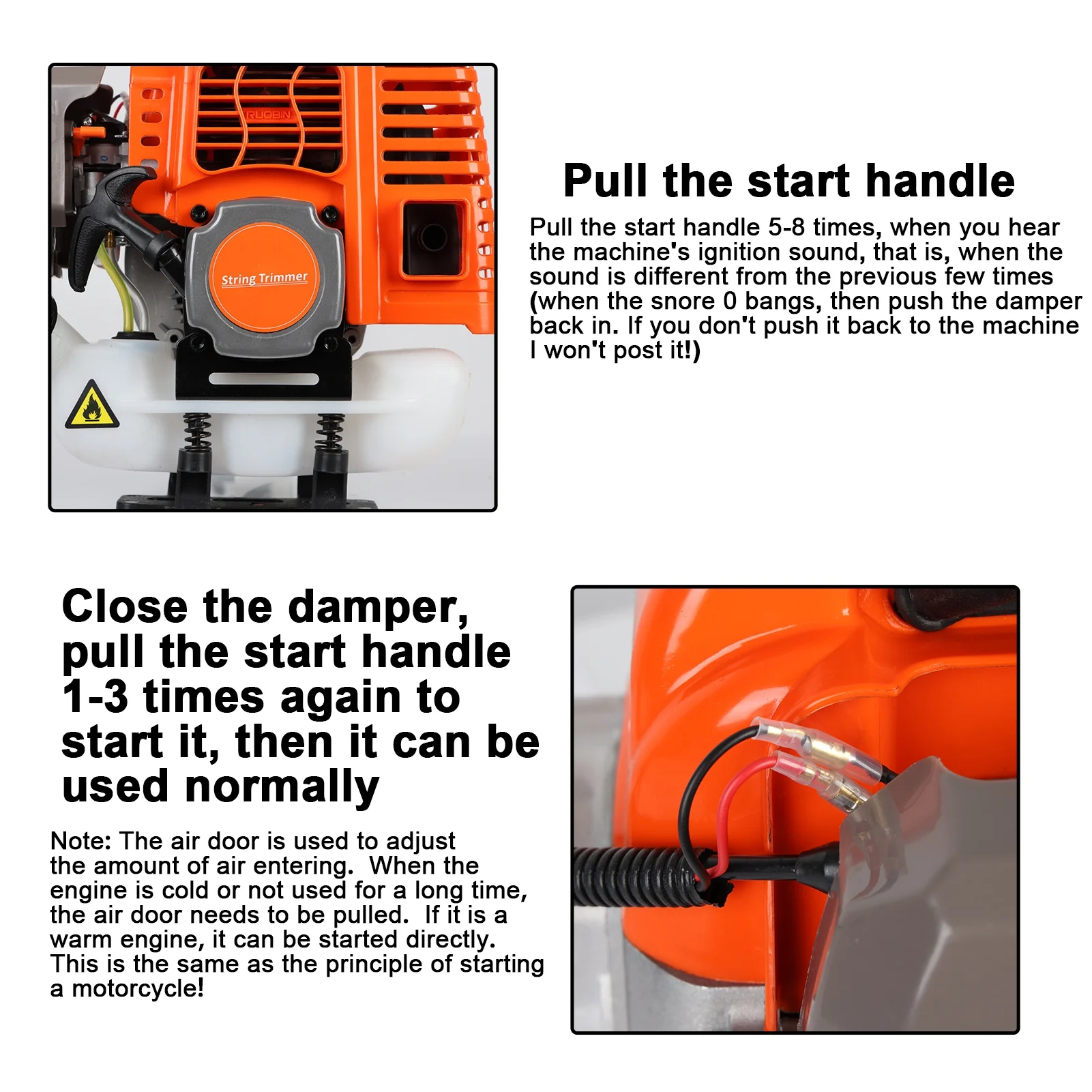 Gas Weed Eater 52cc, Powerful 2-Stroke Engine Weed Wacker with Multi-Function Attachments, 9500rpm Gas Powered Brush Cutter, Orange, for Lawn & Garden - Image 7