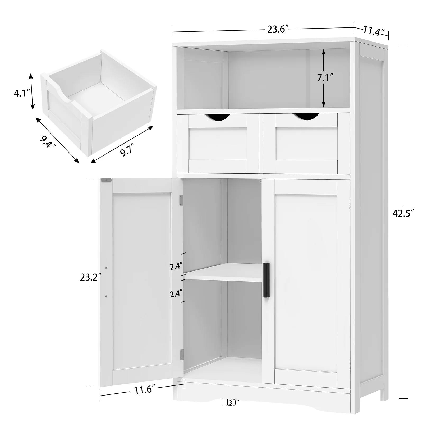 FANGSUM Rattan Storage Cabinet with 2 Drawers & 2 Shelves, Floor Cabinet for Living Room - Image 31