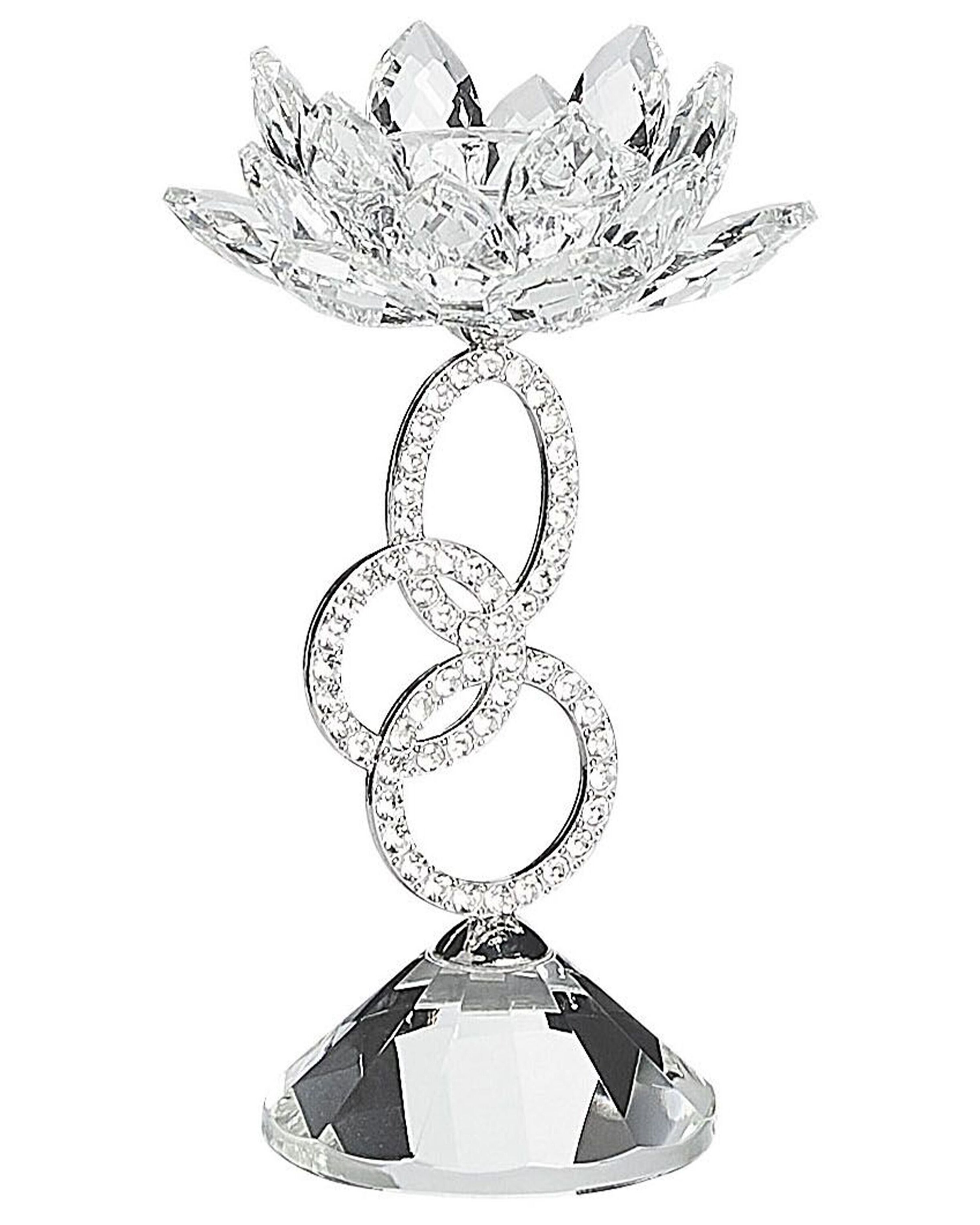 Candle Holder OVIEDO Glass 19 cm Silver