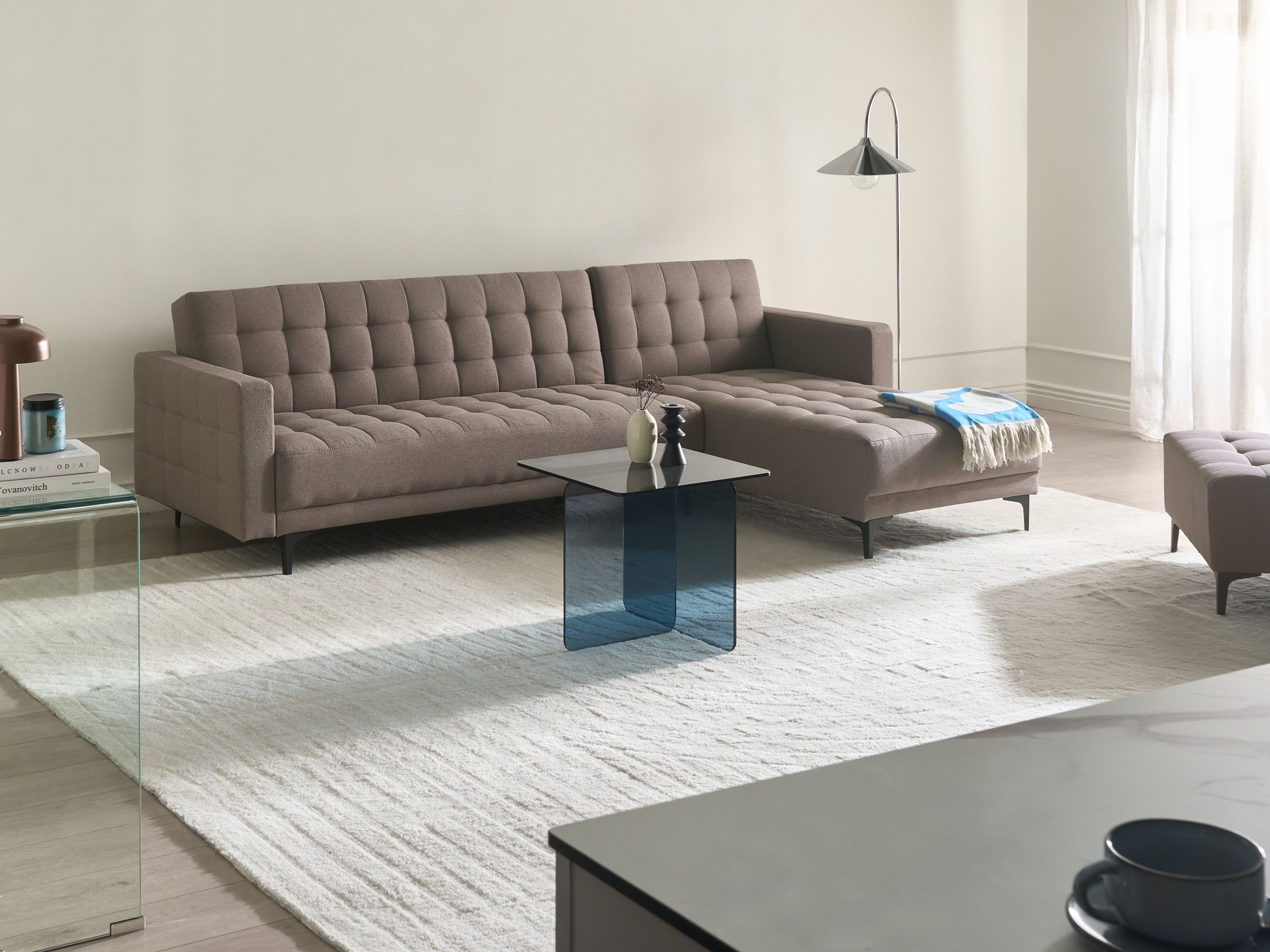Modular Corner Sofa Bed 4 Seater ABERDEEN Fabric Taupe Left Hand