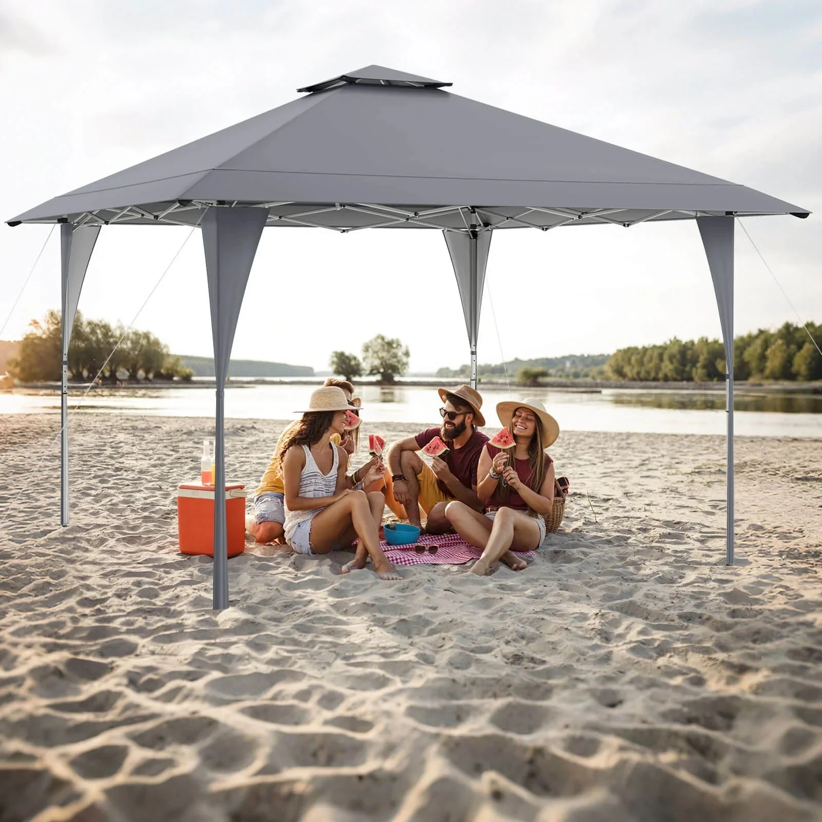 Costway Pop-Up Gazebo Outdoor Canopy Tent, 13 x 13 ft, Gray - Image 6 Costway Pop-Up Gazebo Outdoor Canopy Tent, 13 x 13 ft, Gray - Image 6