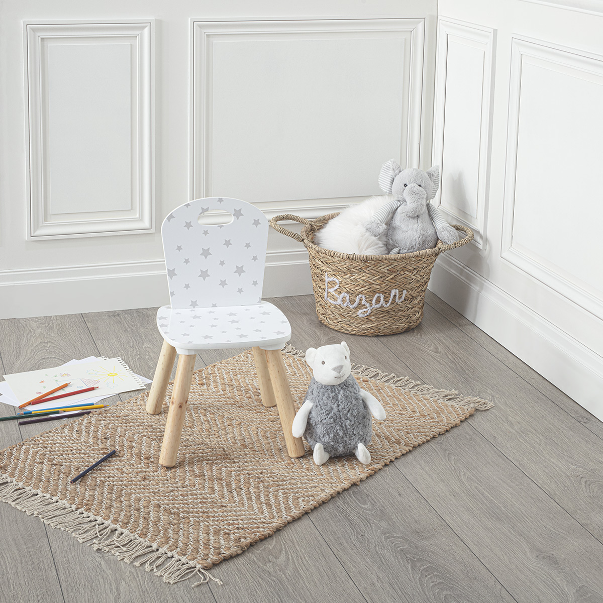 Kids chair "Douceur" Grey patterns