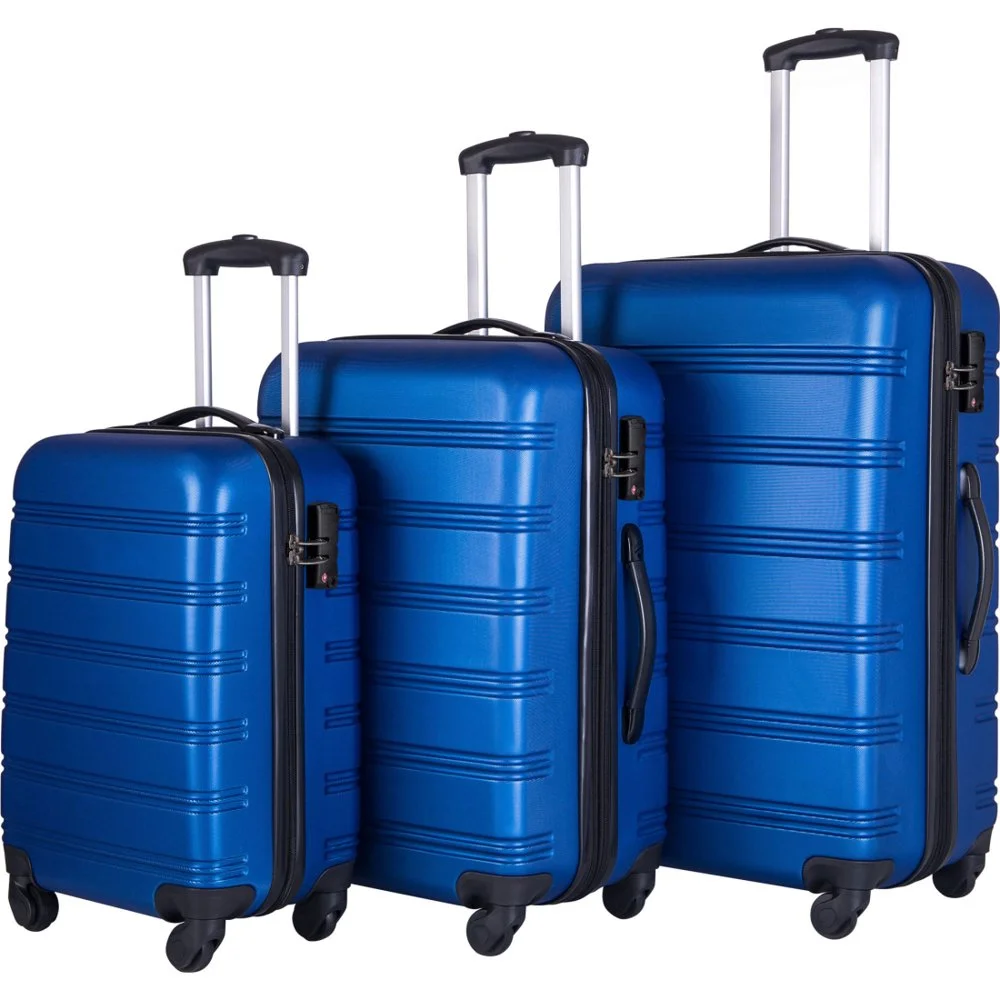 Tcbosik Luggage Sets, 3 Piece Set Hardside Suitcases with Spinner Wheels, 20/24/28 Travel Luggage Lightweight, Dark Blue - Image 2