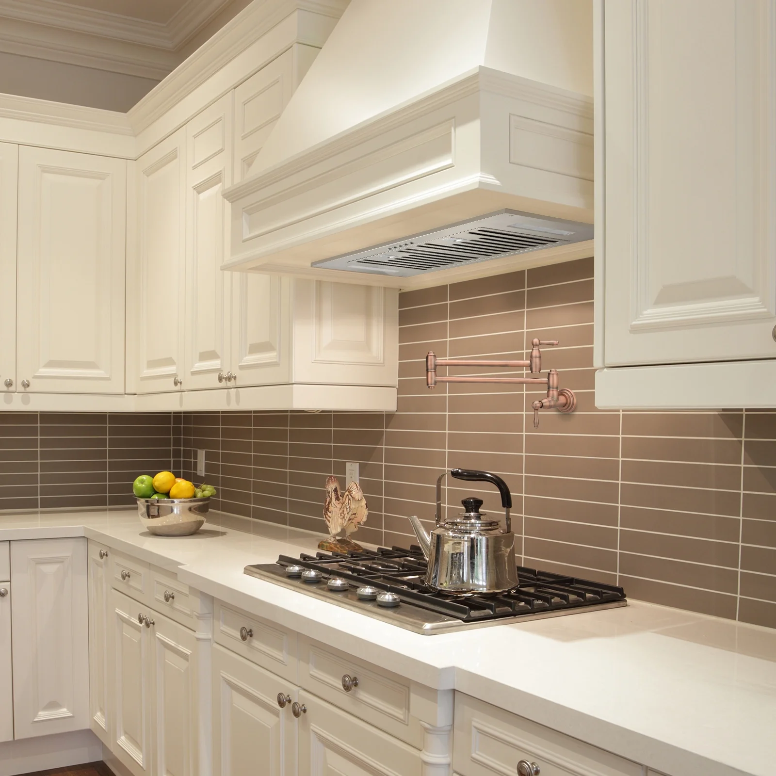 Range Hood Insert/Built-in 30 Inch, 6'' Duct 3-Speeds 600 CFM Stainless Steel Vent Hood with LED Lights and Dishwasher Safe Filters