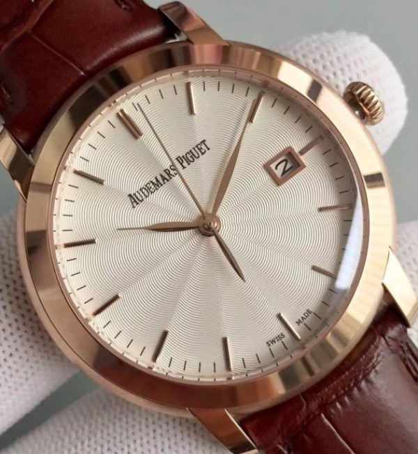 Replica Audemars Piguet Jules Audemars 15170 RG White Dial Leather Strap A3120 - Elite Watch Atelier