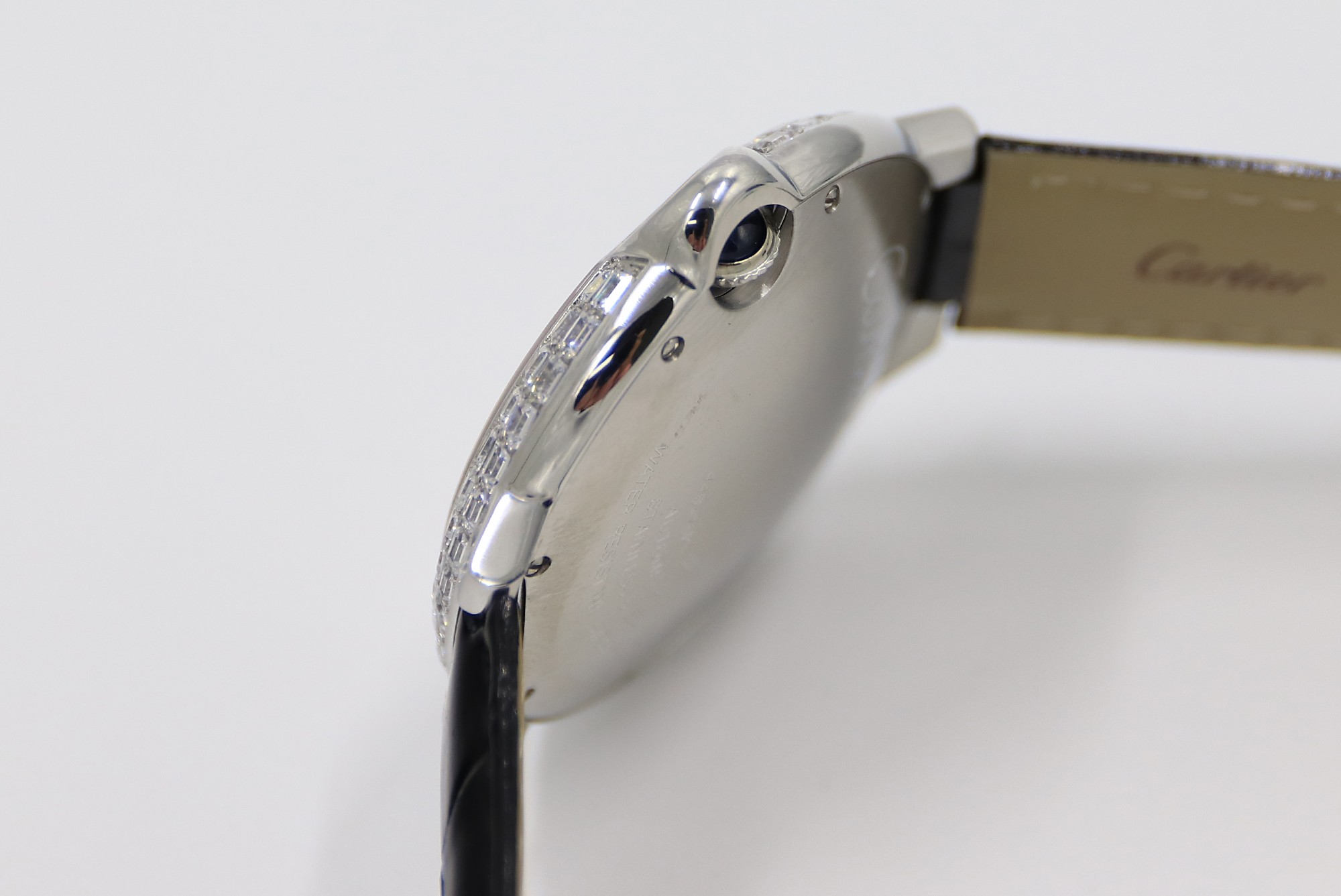 Cartier Blue Balloon Square Diamonds Full Sky Watch-White-Leather-42mm(1:1 replica) - Top club