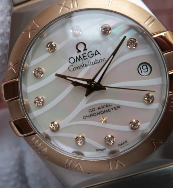 Replica Omega V6 Constellation Diamonds Bezel YG Bezel White Textured Dial A2500 - Top club