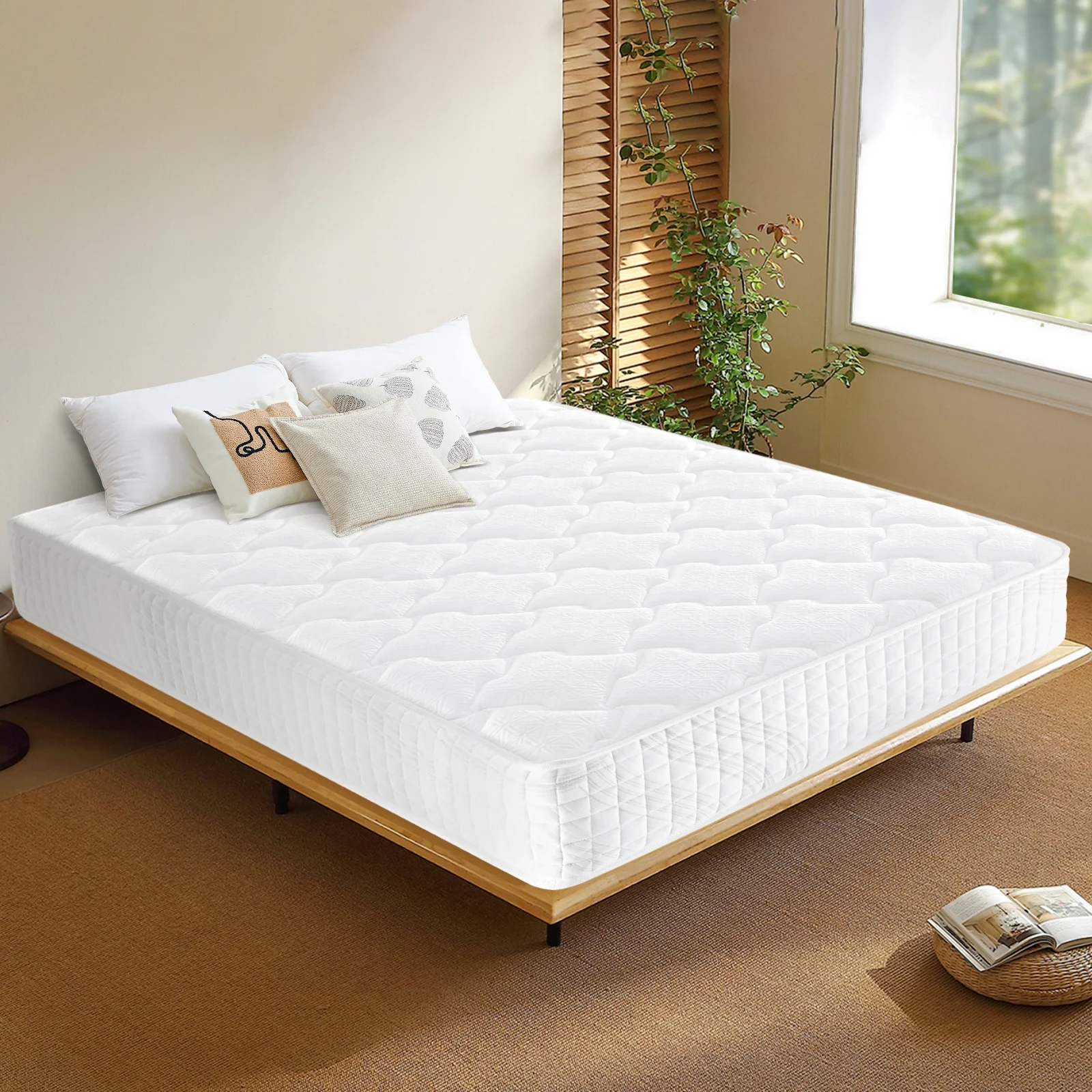 VFD 10 inch Hybrid Mattress, Twin, Fiberglass Free, Medium Firmness, Durable Support, Certified Safe Foams Fabric, Mattress in a Box, White