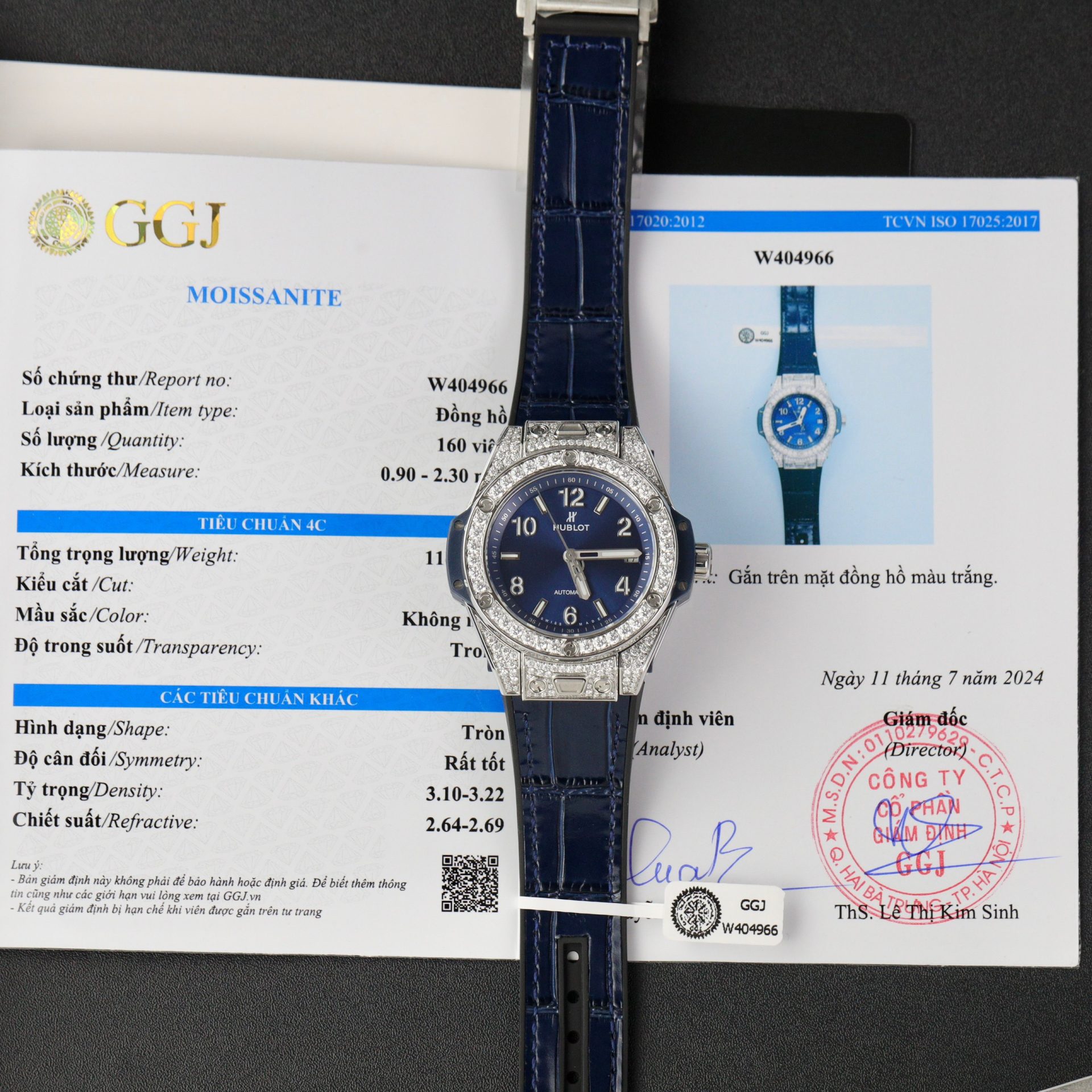 Hublot Fake Watch Big Bang One Click Dial Blue Custom Diamonds Moissanite 39mm - Elite Watch Atelier