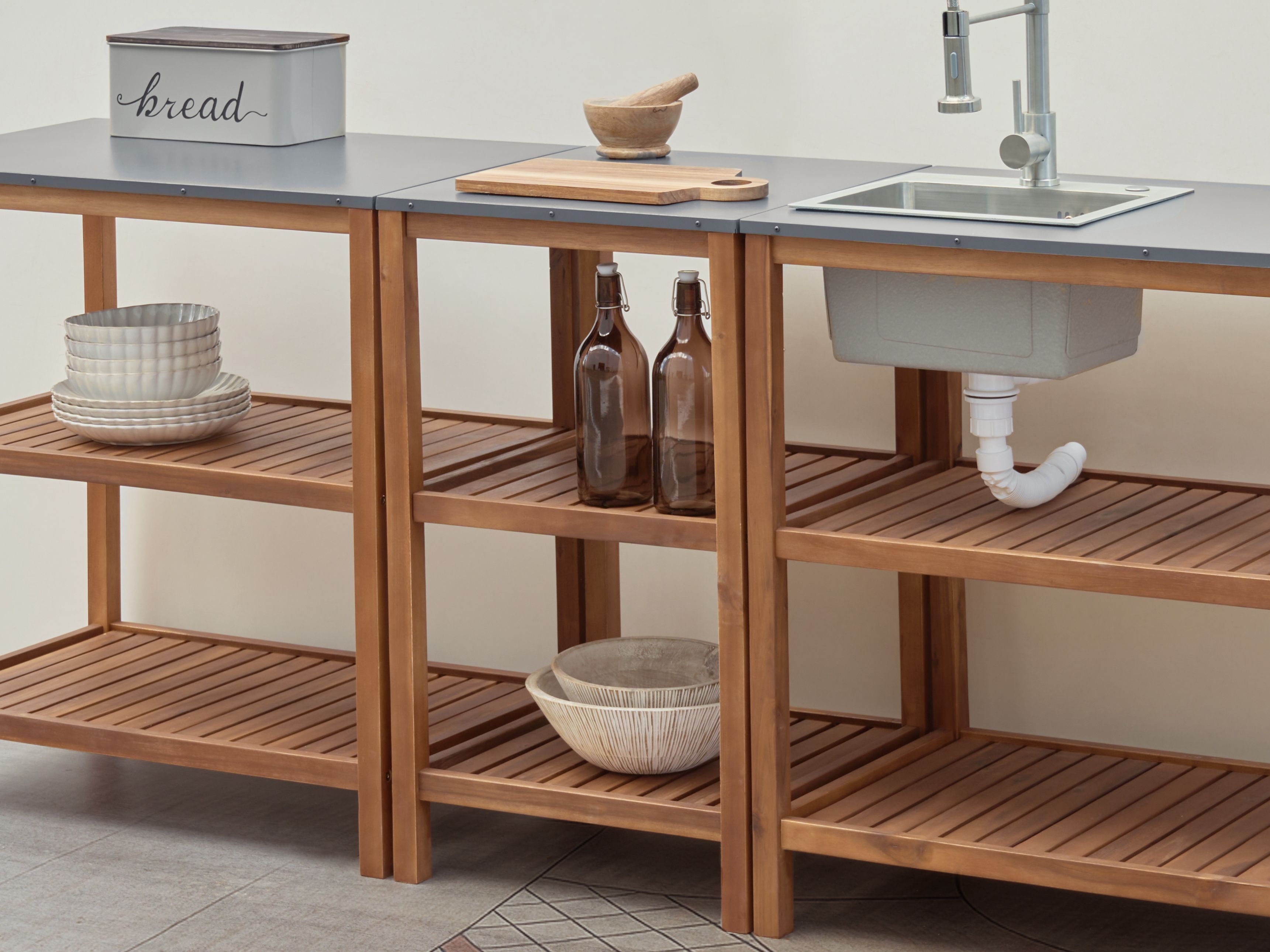 Outdoor Kitchen Island BRUCOLI Acacia Wood Brown