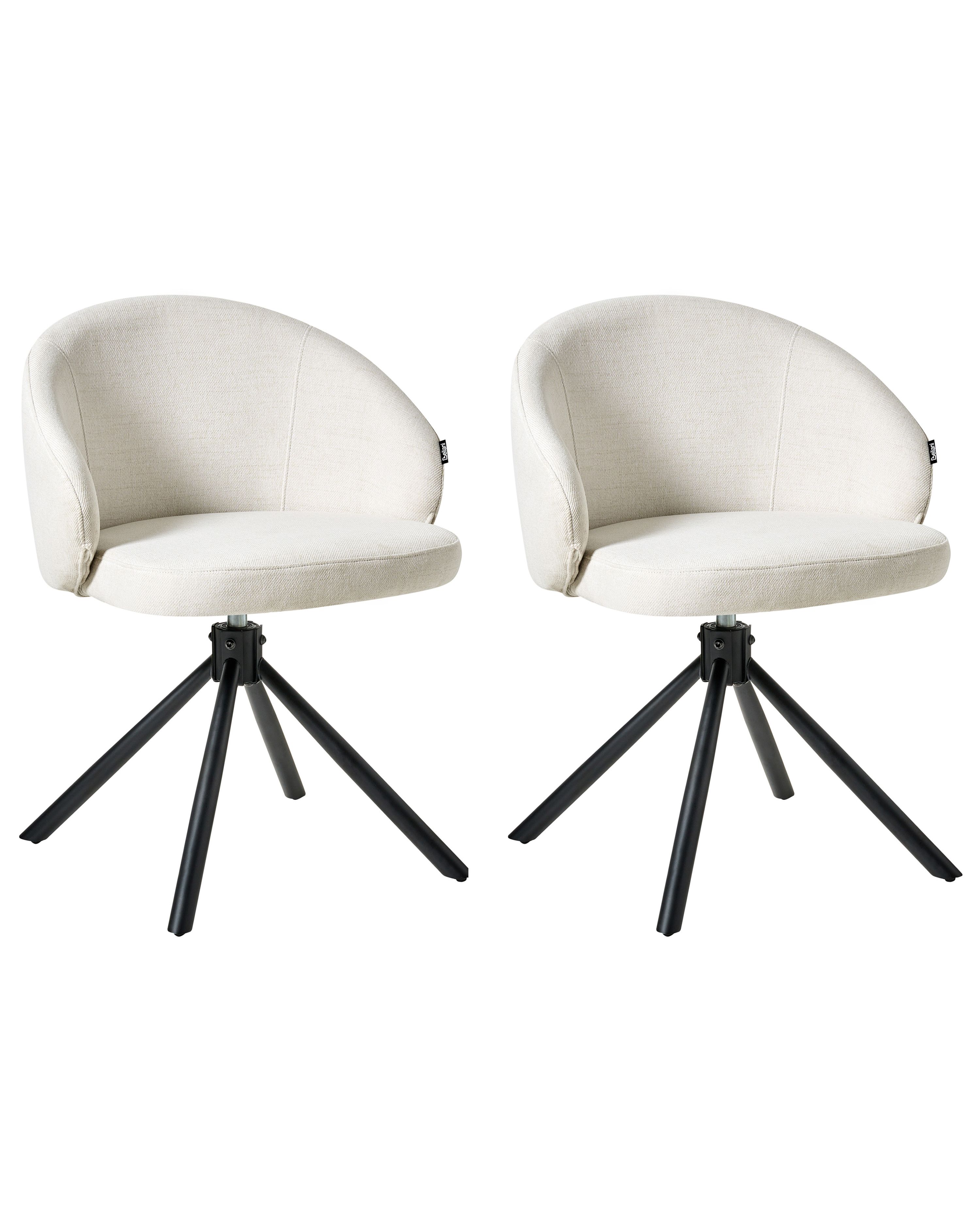 Set of 2 Dining Chairs Swivel OVALO Fabric Off-White