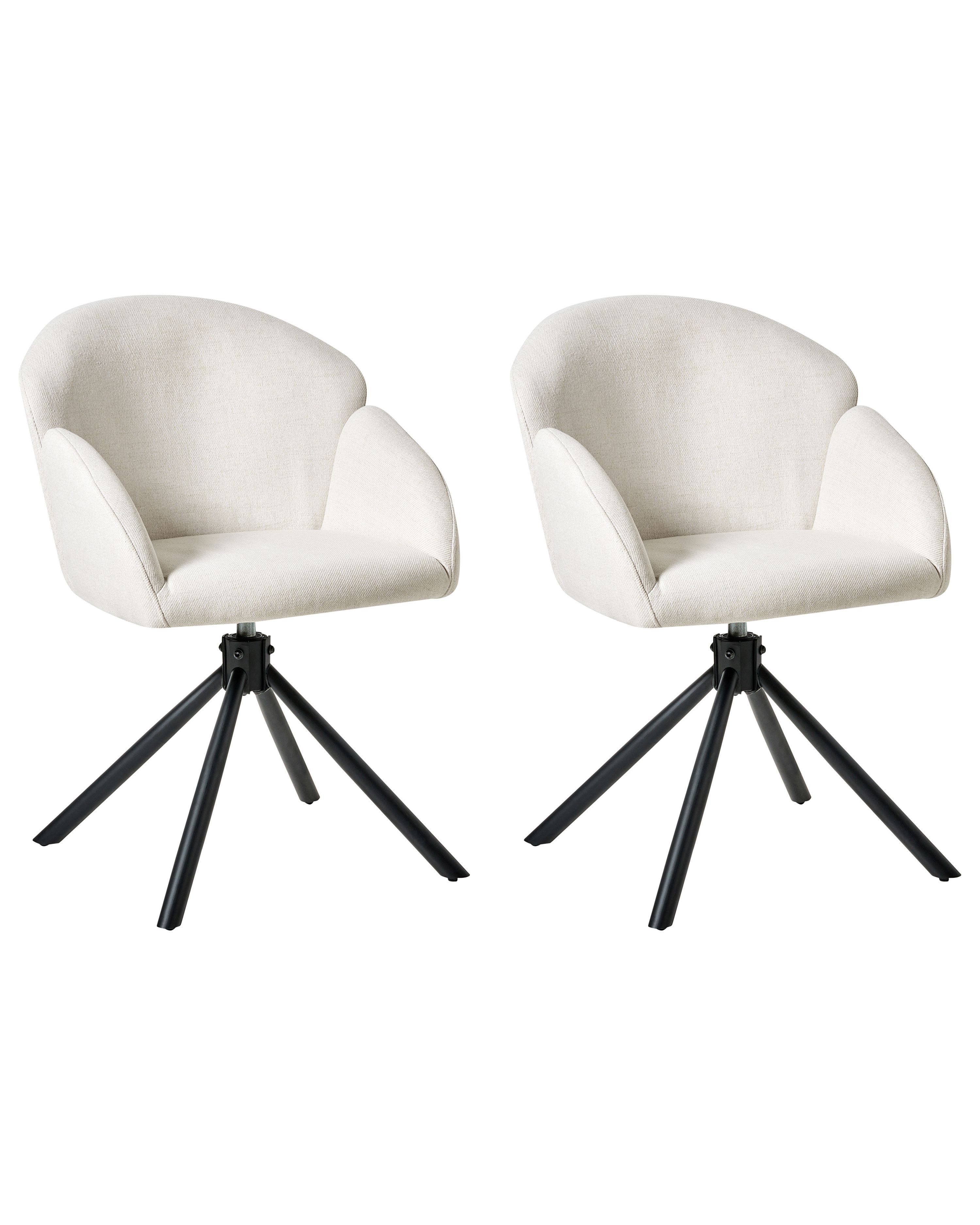 Set of 2 Dining Chairs Swivel MAYBEE Fabric Off-White