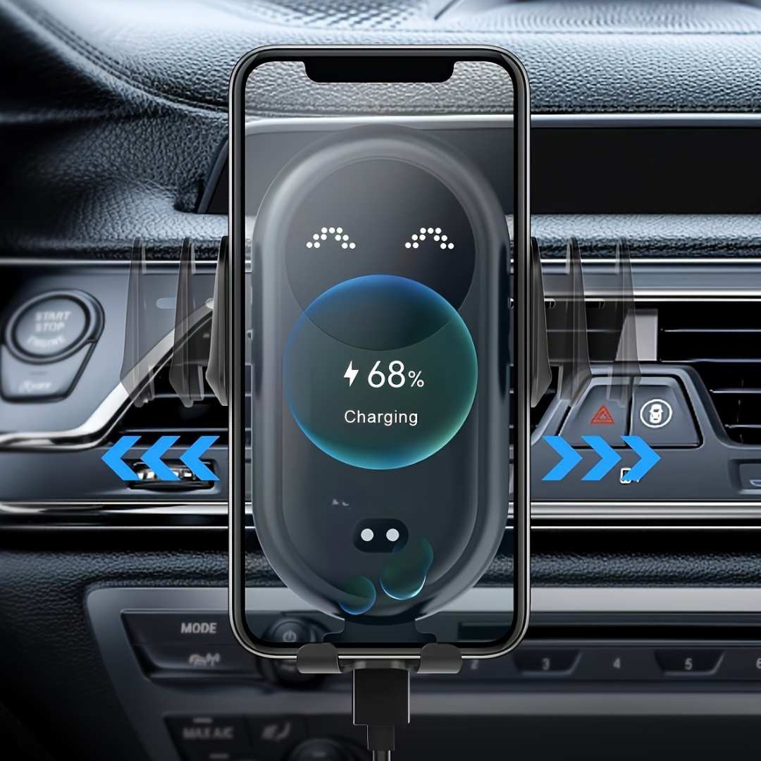 Slimme Draadloze Auto Telefoonhouder met Automatische Grip en Ventilatiebevestiging – Veilig en Handvrij Rijden