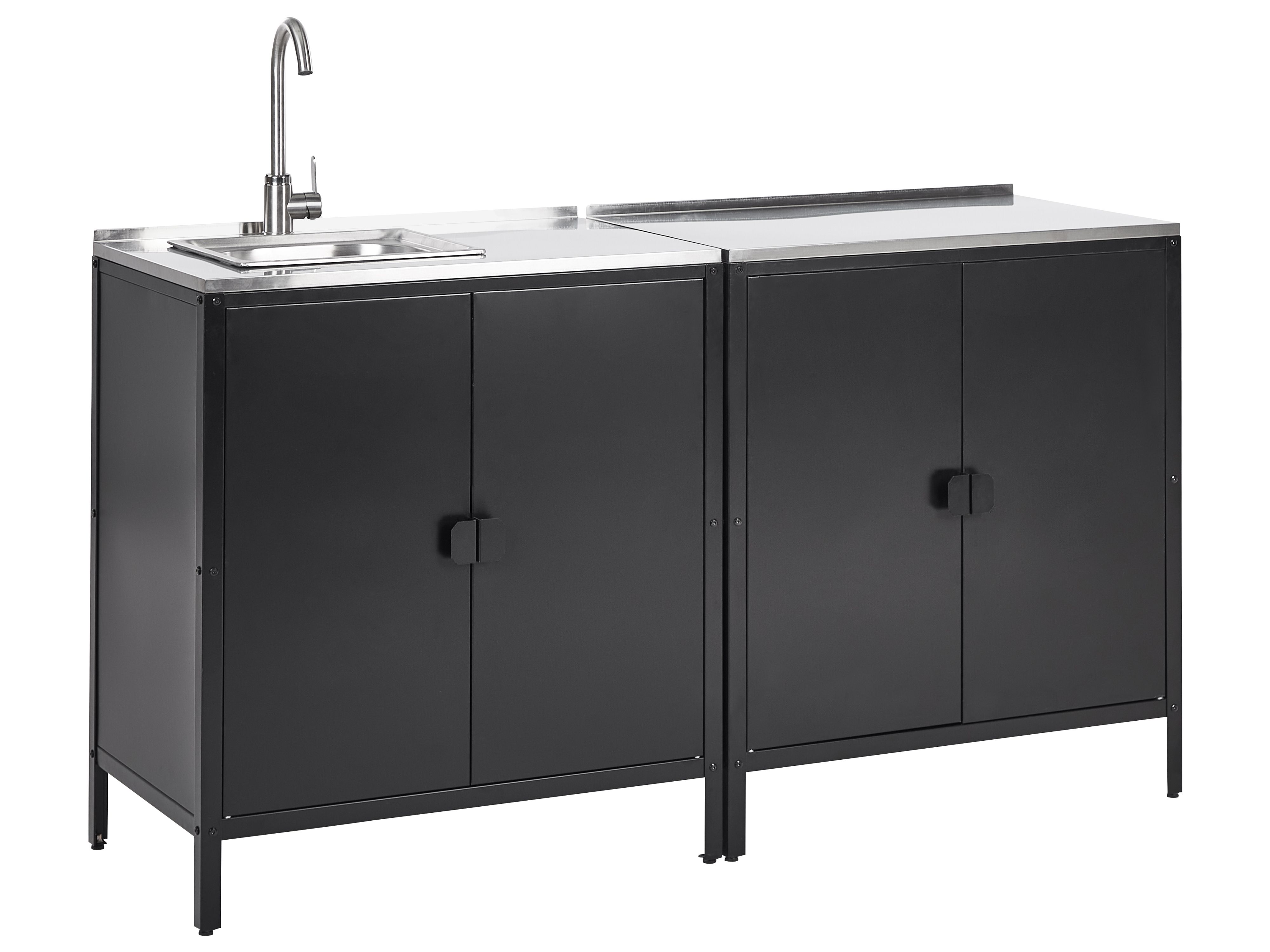 2 Piece Outdoor Kitchen Set with Sink VILAMA Metal Black
