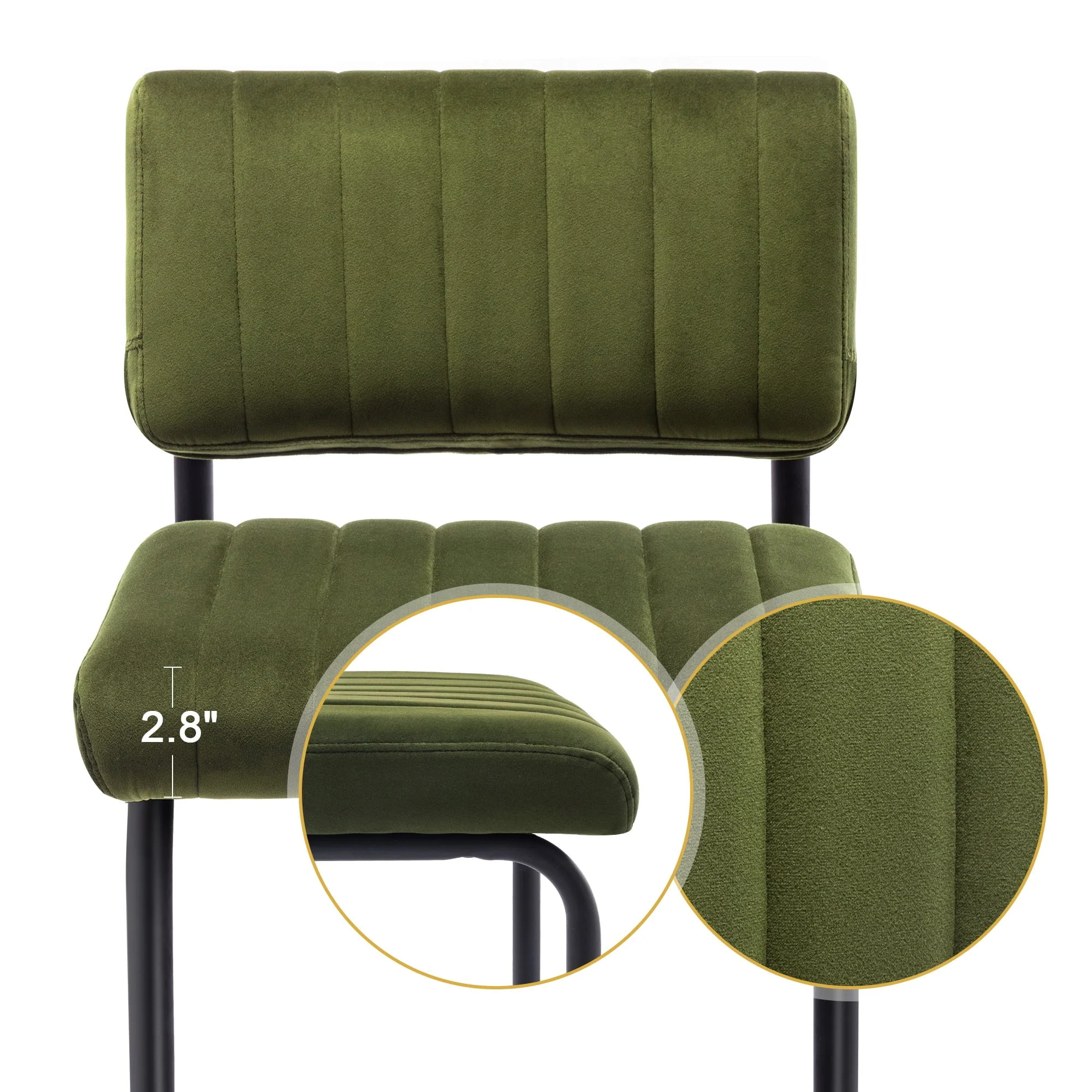 Zesthouse 24" Velvet Counter Stools Set of 2, Modern Counter Height Bar Stools with Back and Black Metal Base, Green - Image 10