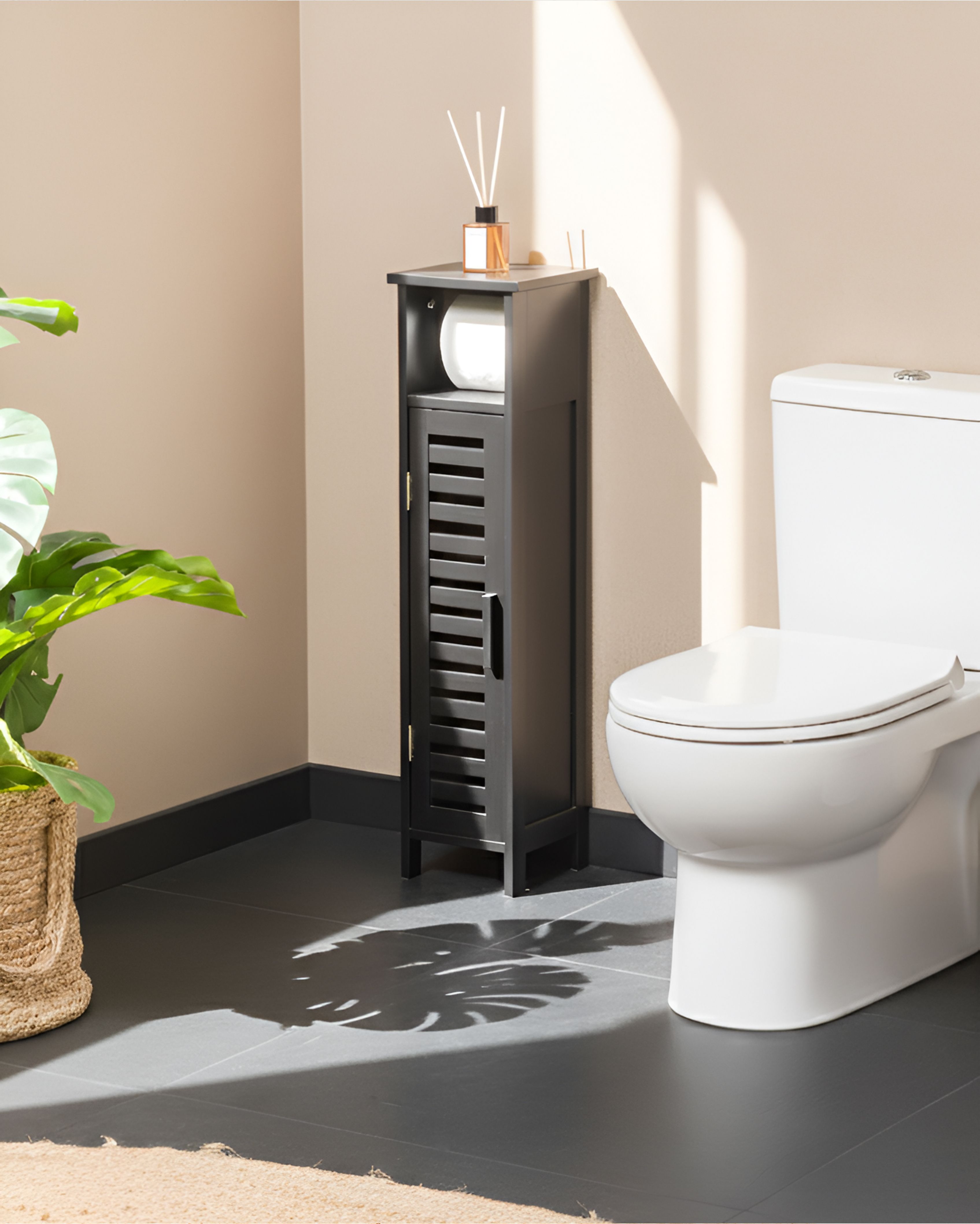 Toilet Paper Cabinet OLATHE Bamboo Black